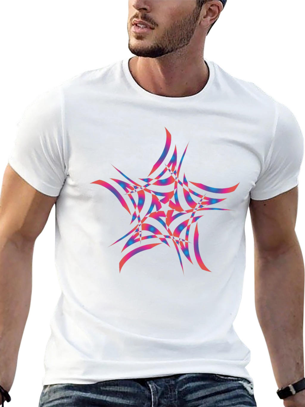 Abstract Star Graphic Black Tee