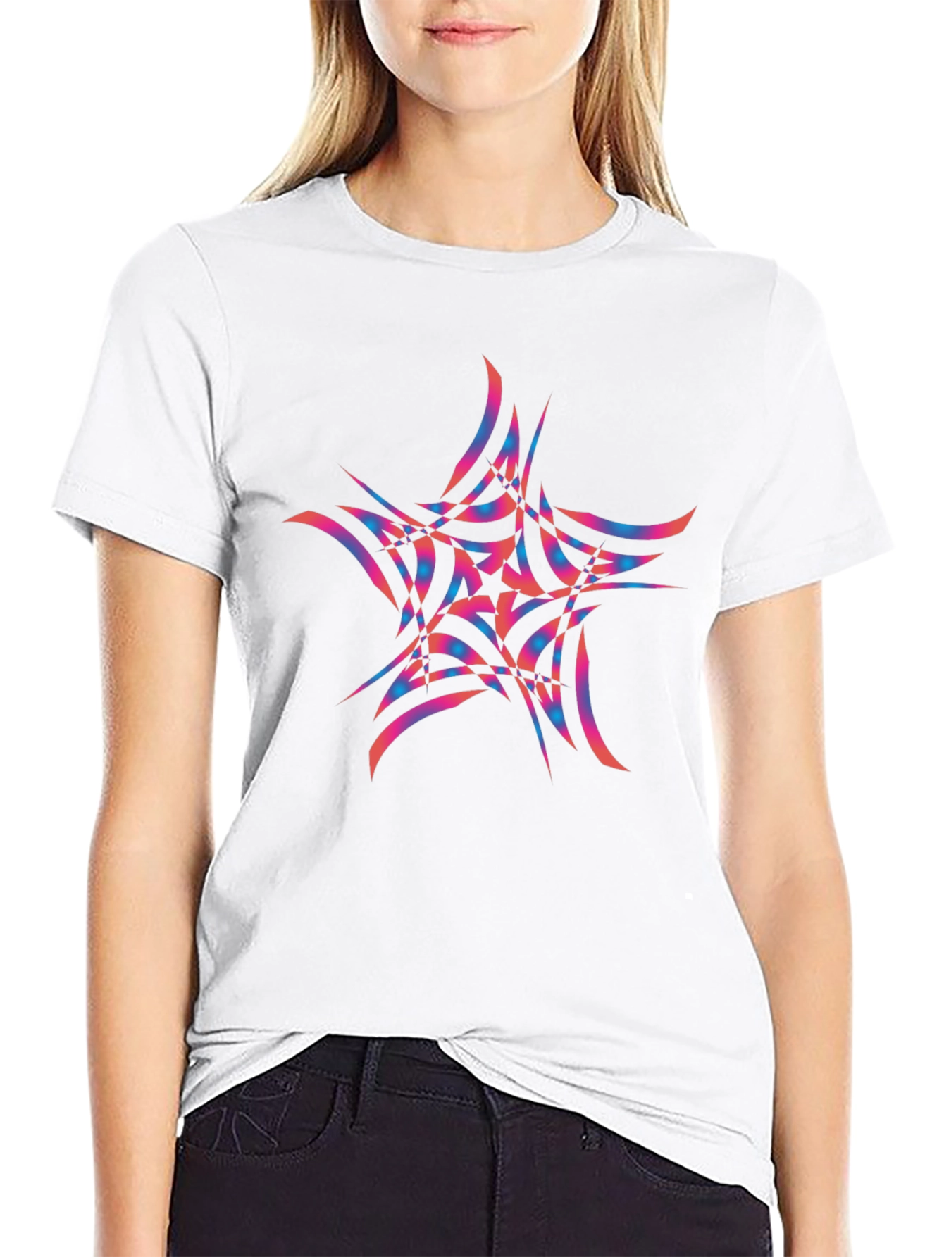 Abstract Star Graphic Black Tee