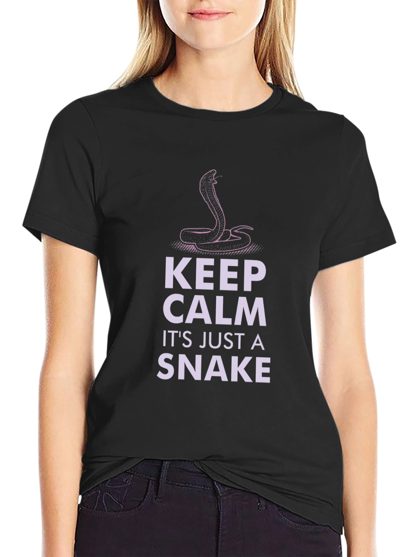 Keep Calm Its Just A Snake Black T-Shirt