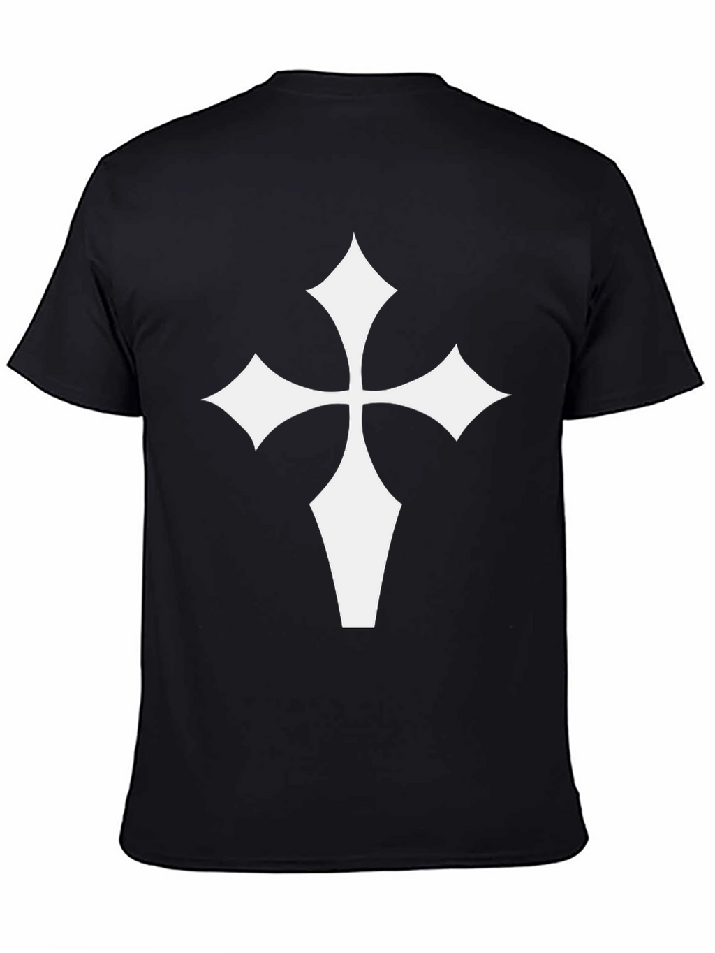 Black T-Shirt with White Cross Graphic