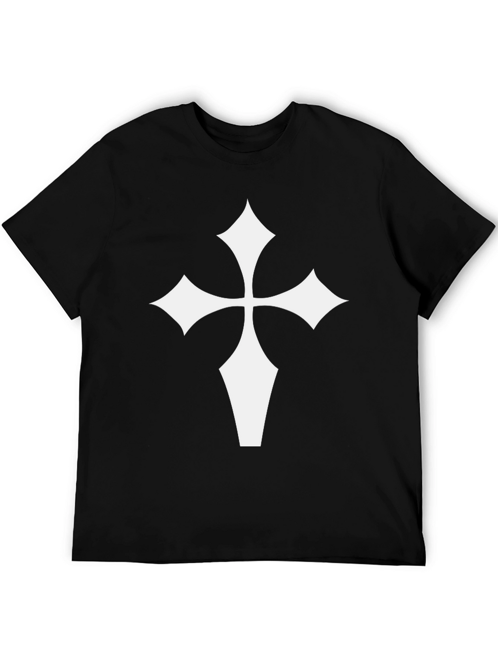 Black T-Shirt with White Cross Graphic
