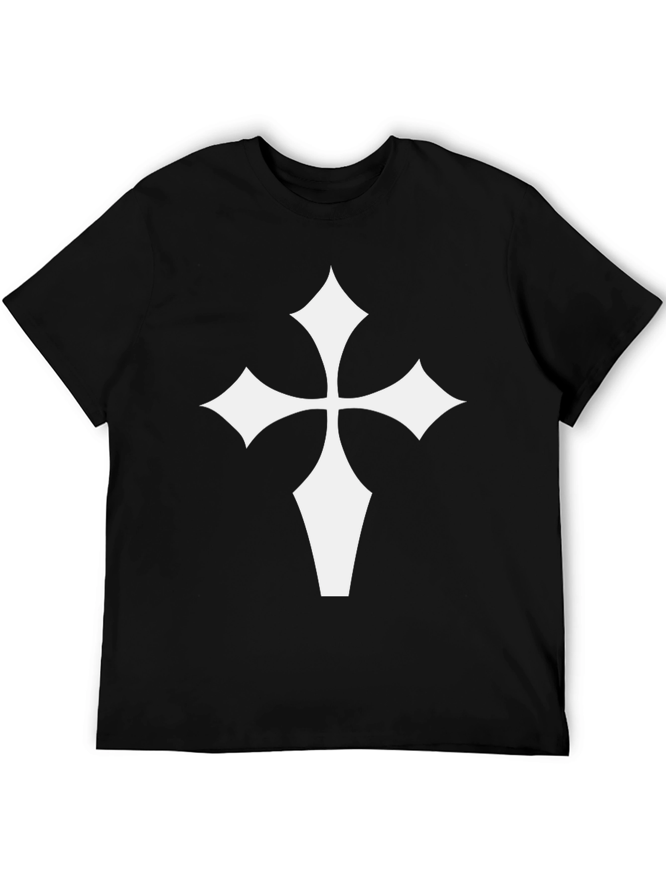 Black T-Shirt with White Cross Graphic