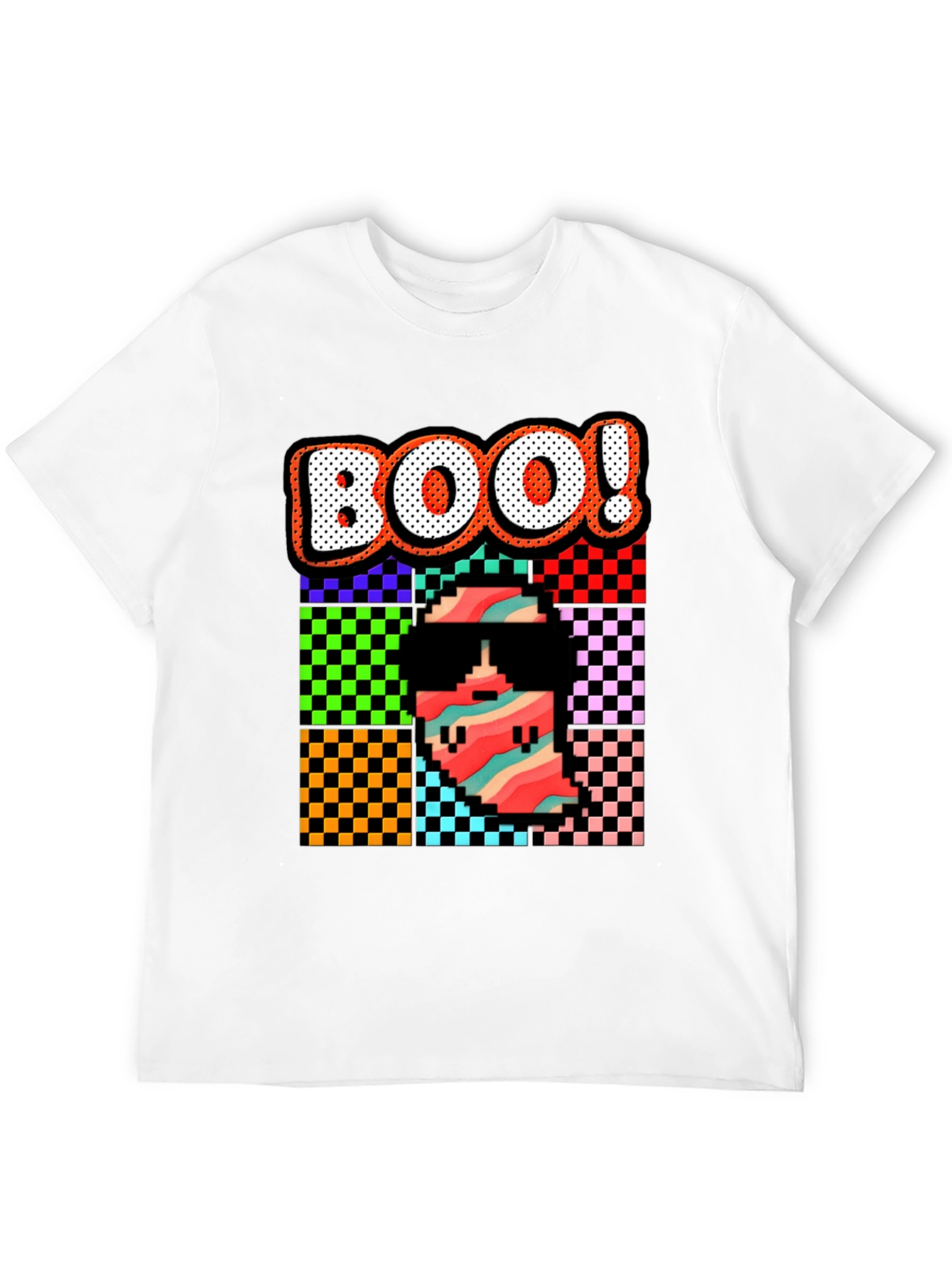 Retro Pixel BOO! Graphic Tee - Halloween Fun