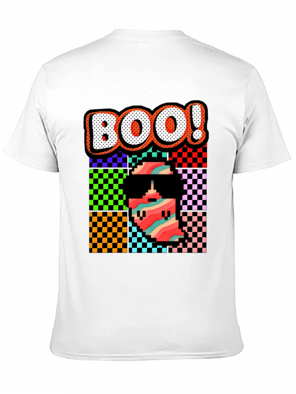 Retro Pixel BOO! Graphic Tee - Halloween Fun