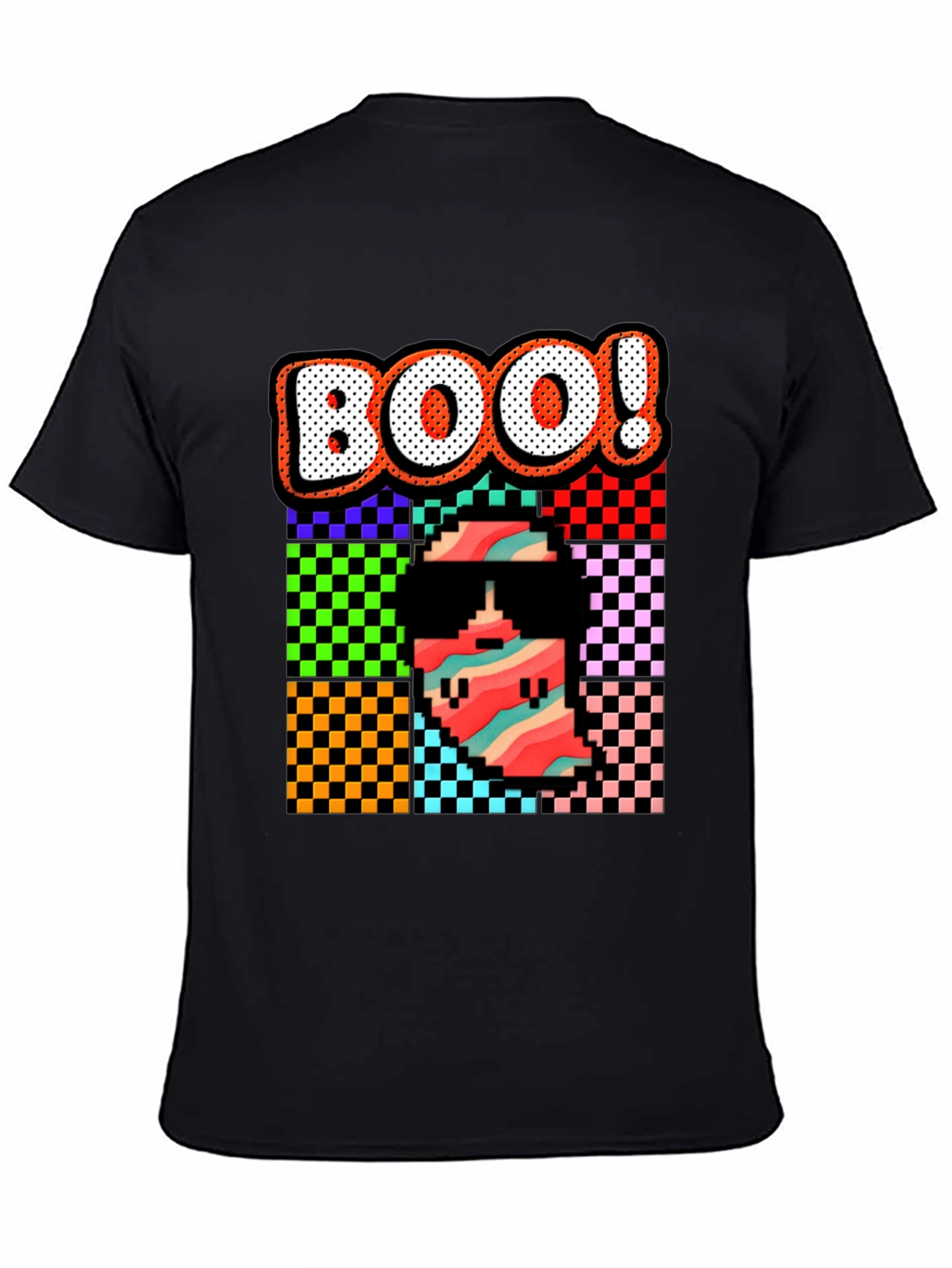 Retro Pixel BOO! Graphic Tee - Halloween Fun