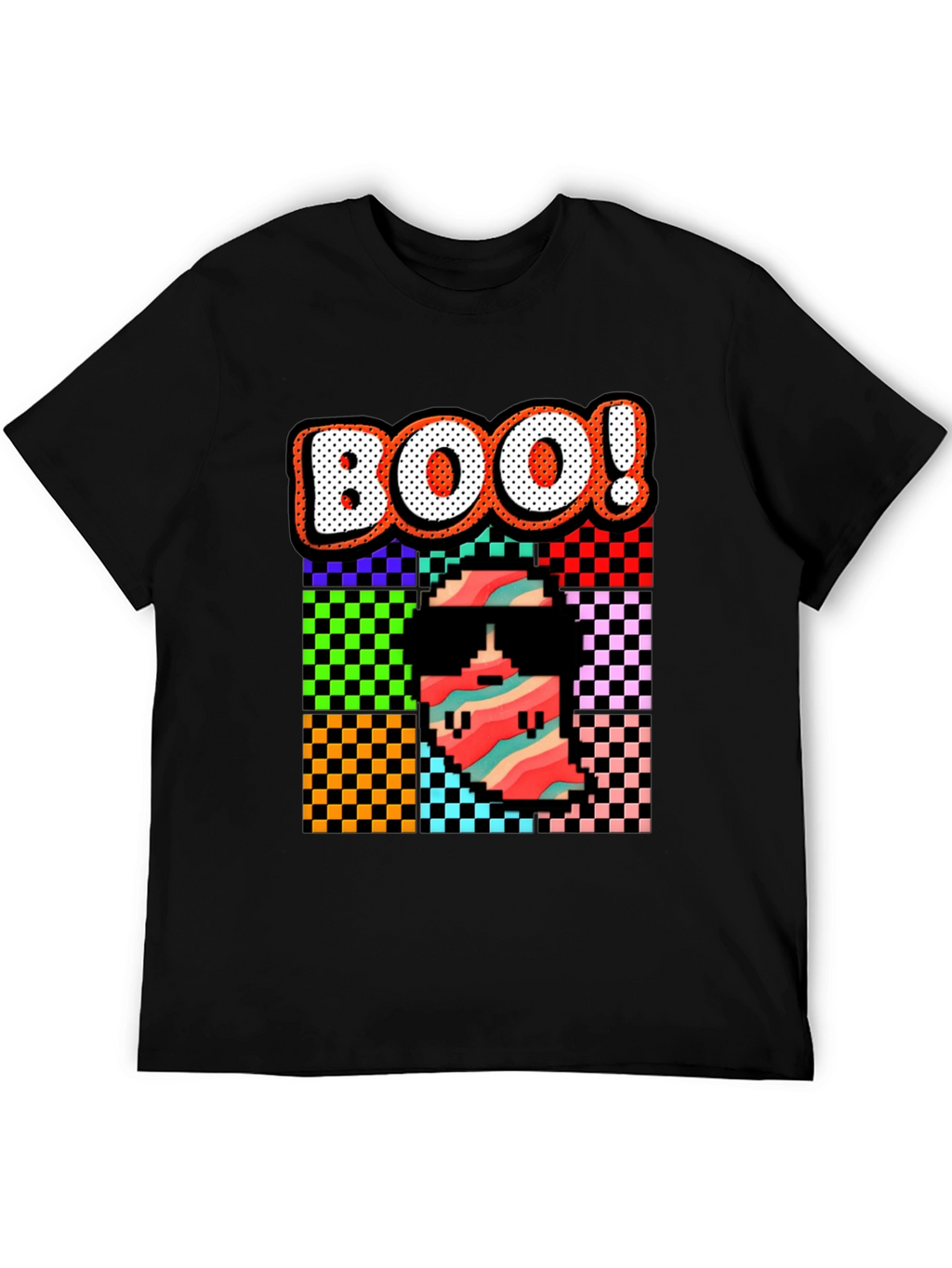 Retro Pixel BOO! Graphic Tee - Halloween Fun