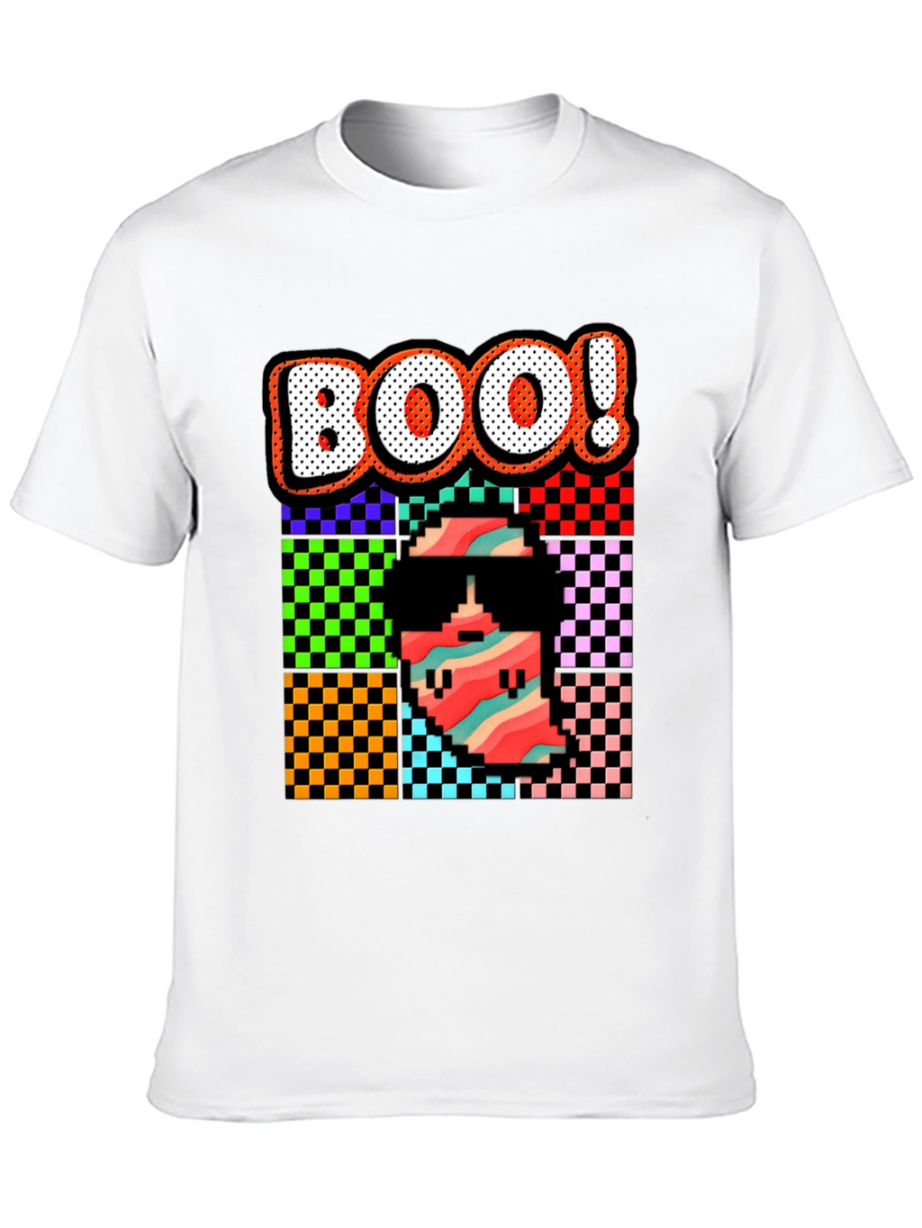 Retro Pixel BOO! Graphic Tee - Halloween Fun