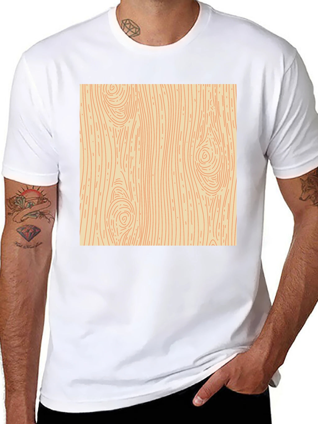Wood Grain Graphic Tee - Novelty Print Shirt