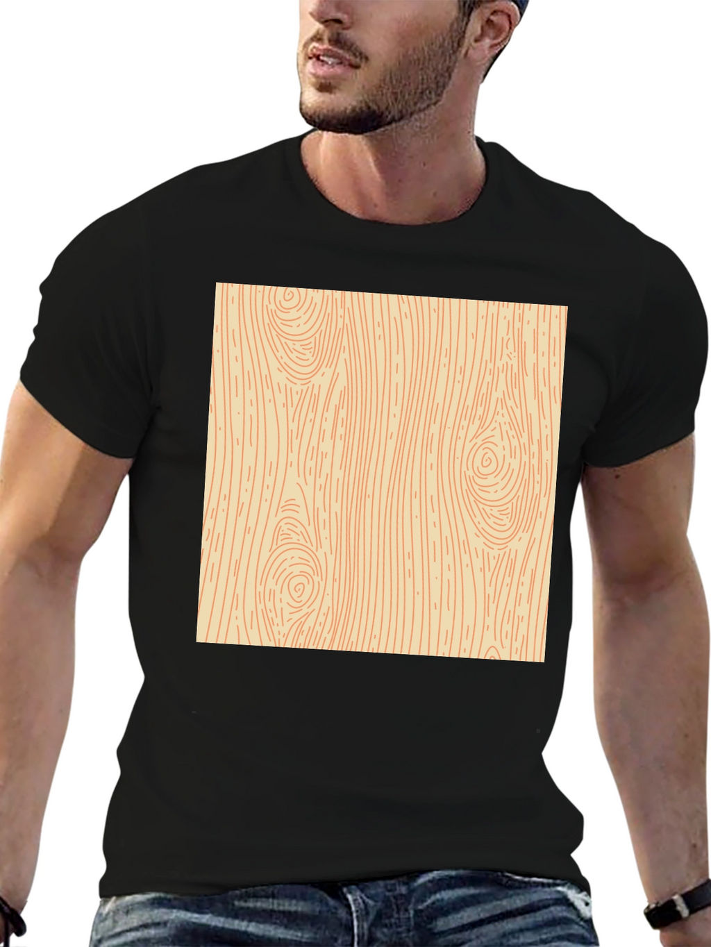 Wood Grain Graphic Tee - Novelty Print Shirt