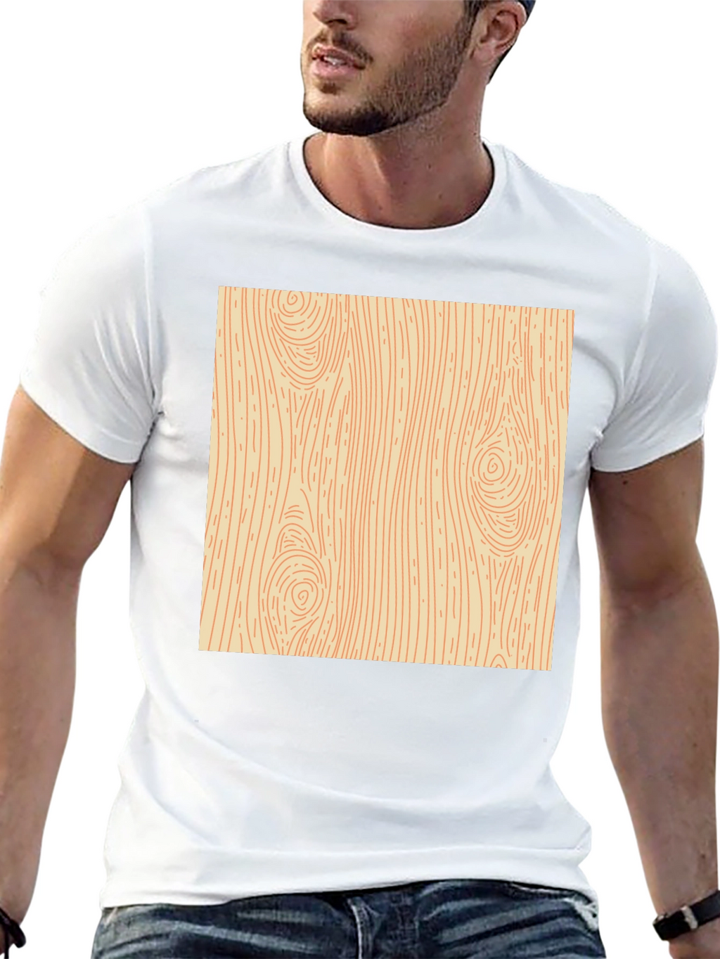 Wood Grain Graphic Tee - Novelty Print Shirt