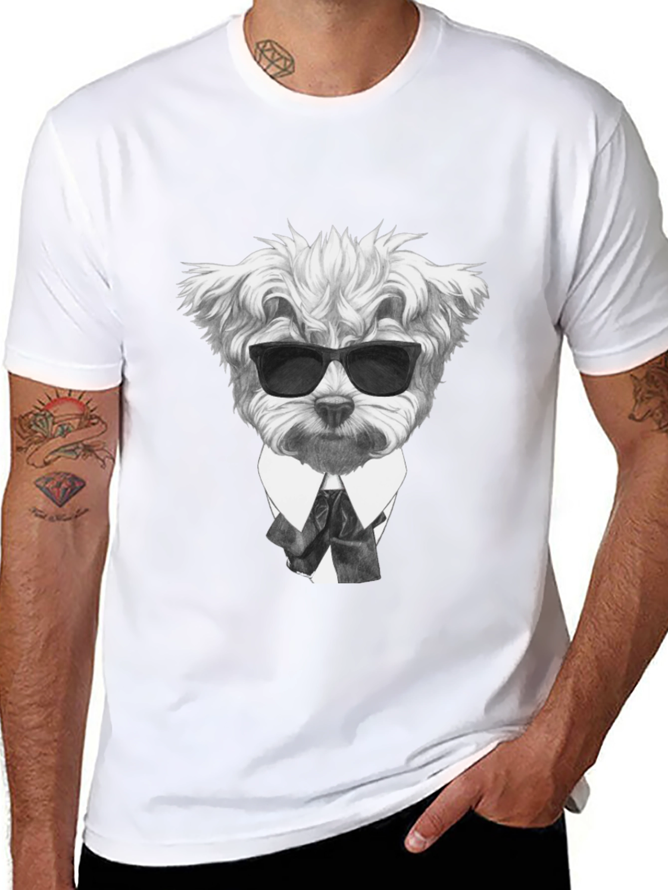 Dog in Suit Graphic T-Shirt - Cool Canine Style