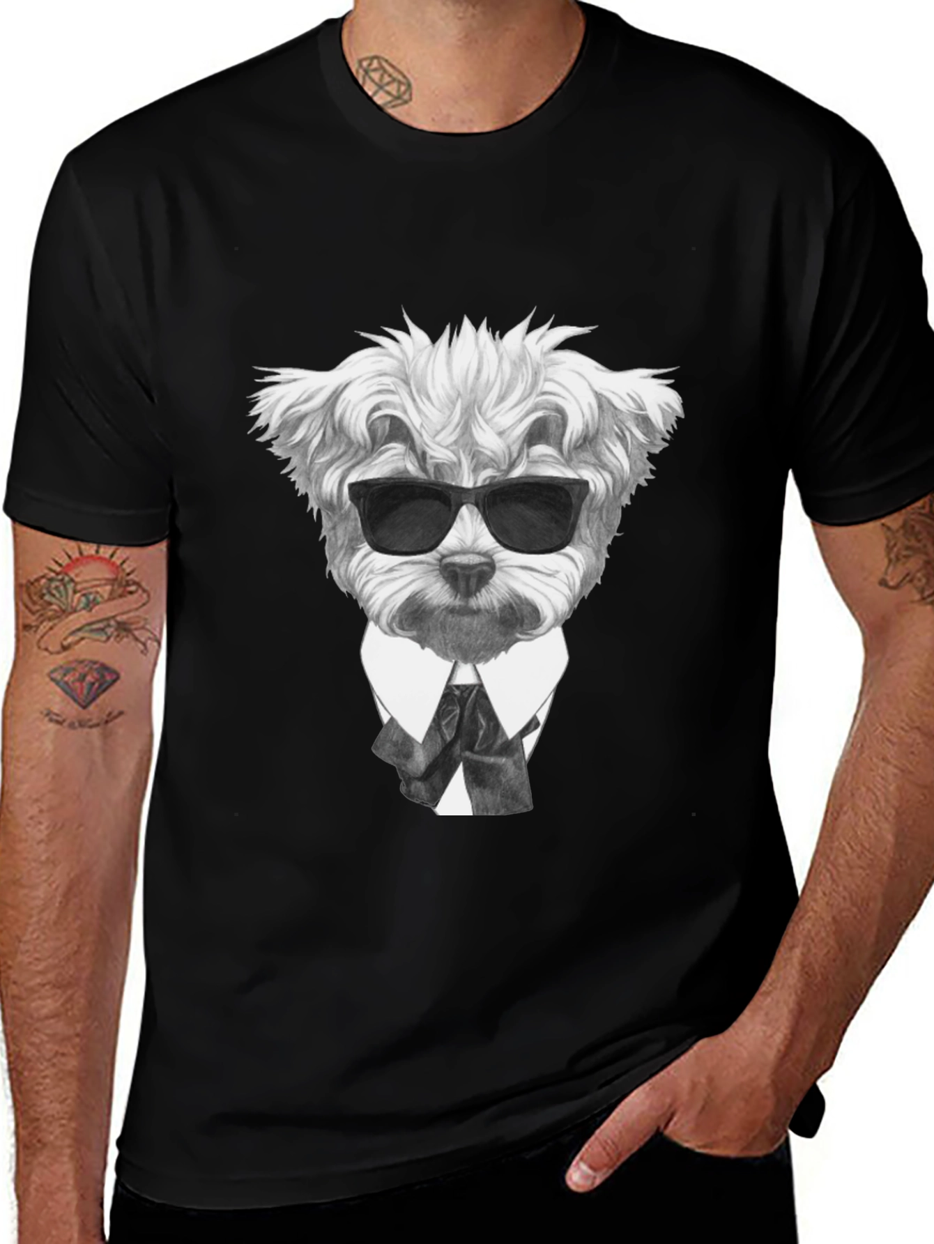 Dog in Suit Graphic T-Shirt - Cool Canine Style