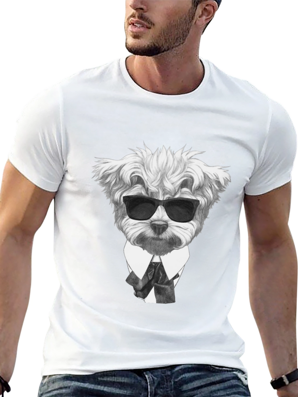 Dog in Suit Graphic T-Shirt - Cool Canine Style