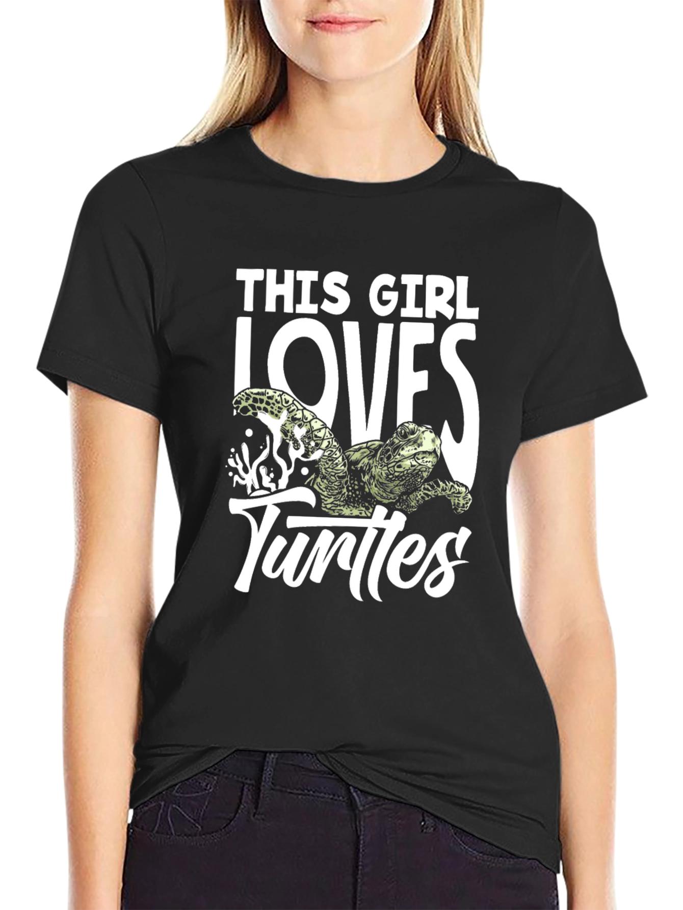 This Girl Loves Turtles Black T-Shirt