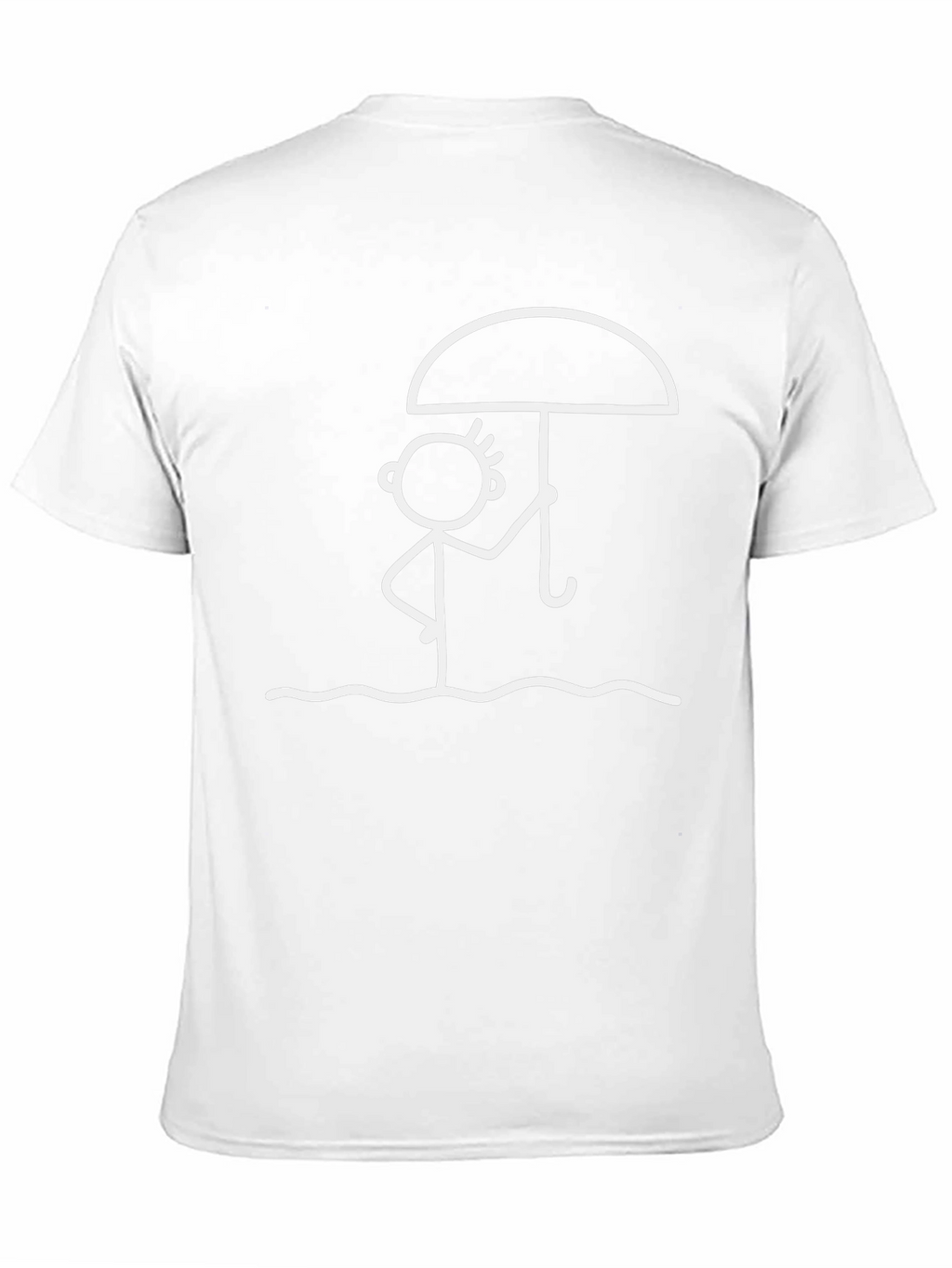 Stick Figure Umbrella T-Shirt - Black Casual Tee
