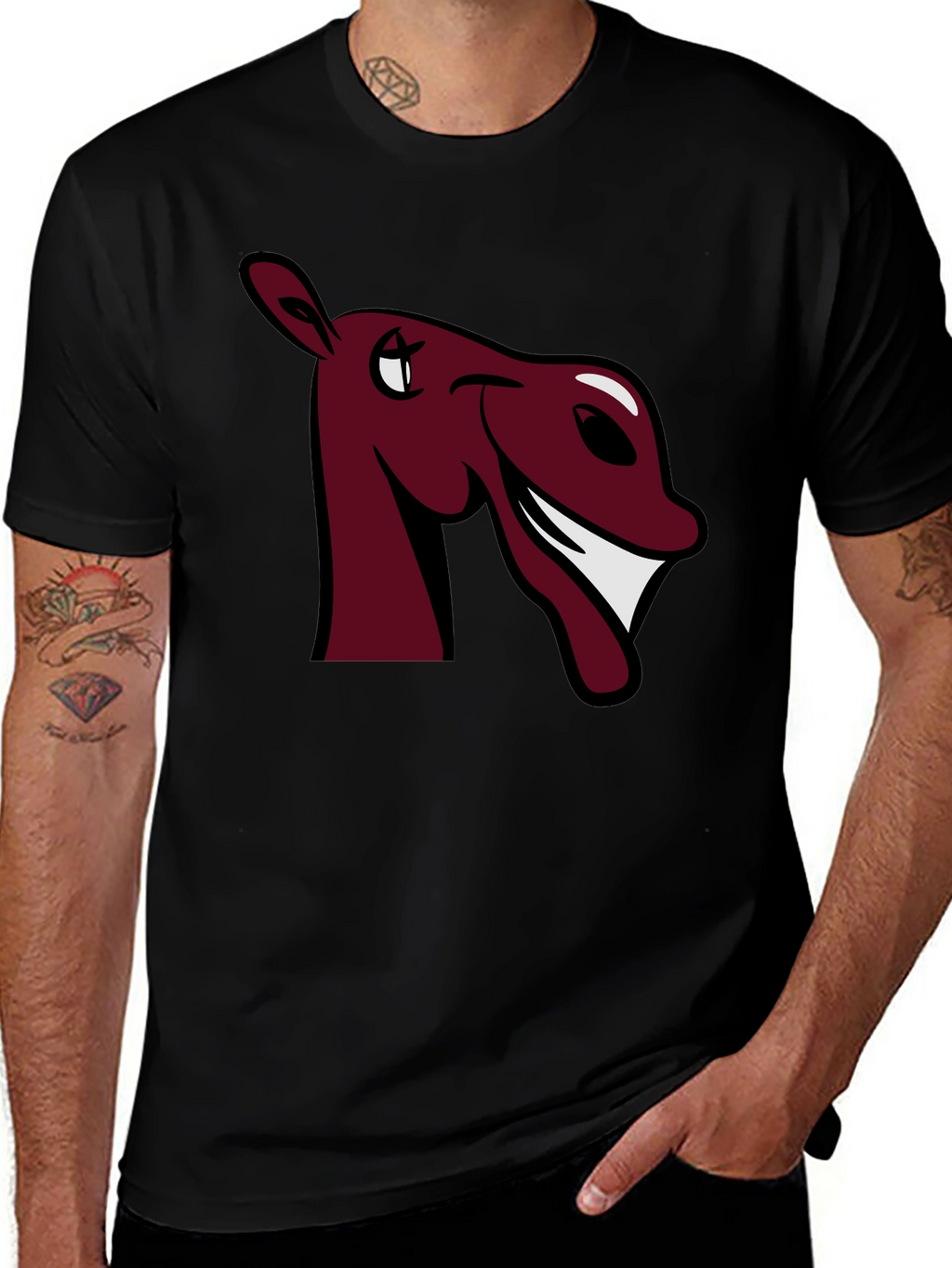 Funny Horse Graphic Tee - Burgundy