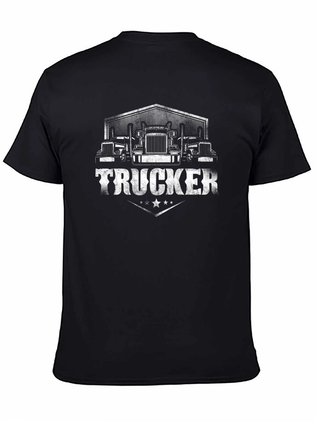 Trucker T-Shirt - Black Cotton Blend Graphic Print