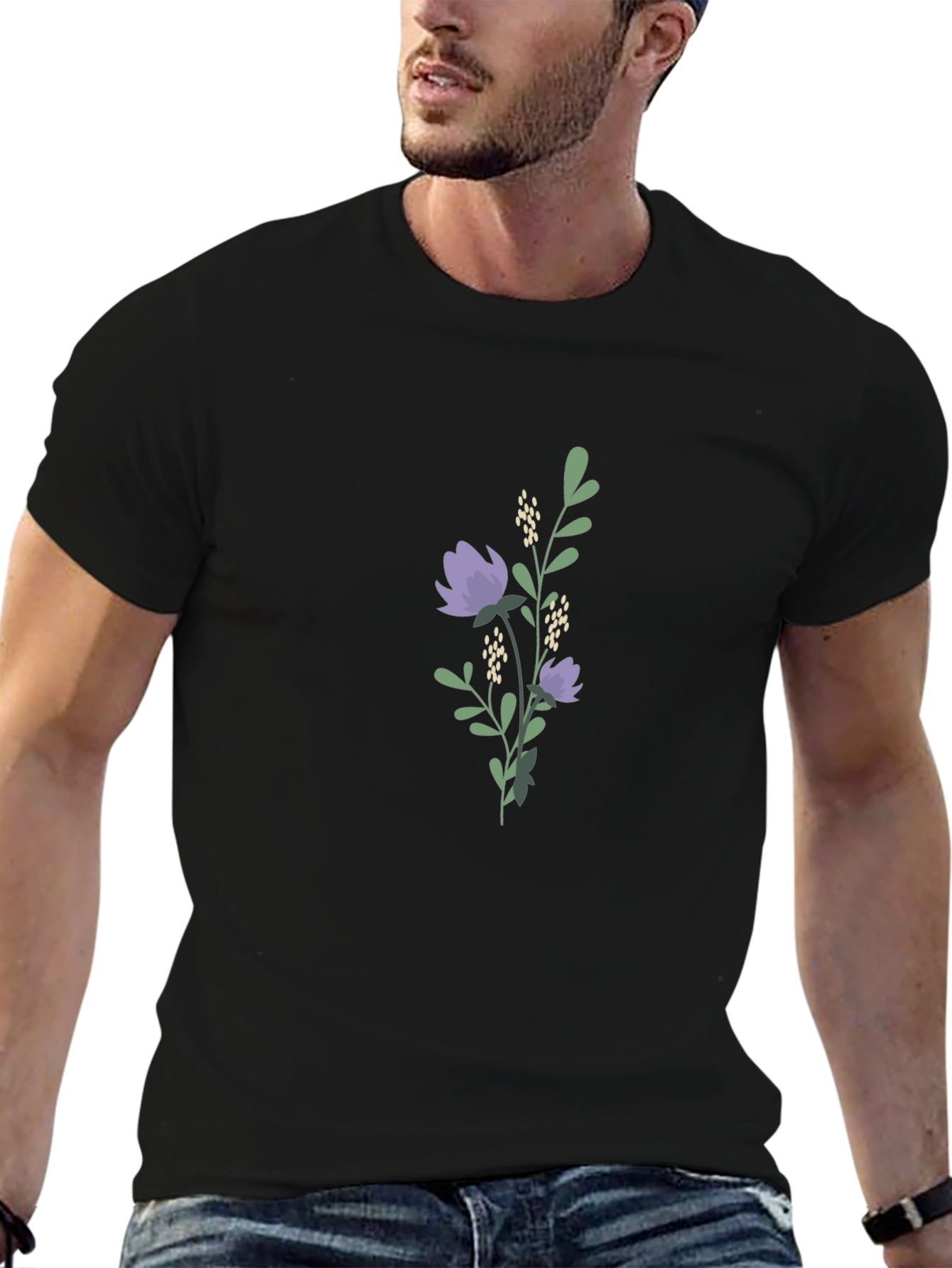 Floral Print Black T-Shirt
