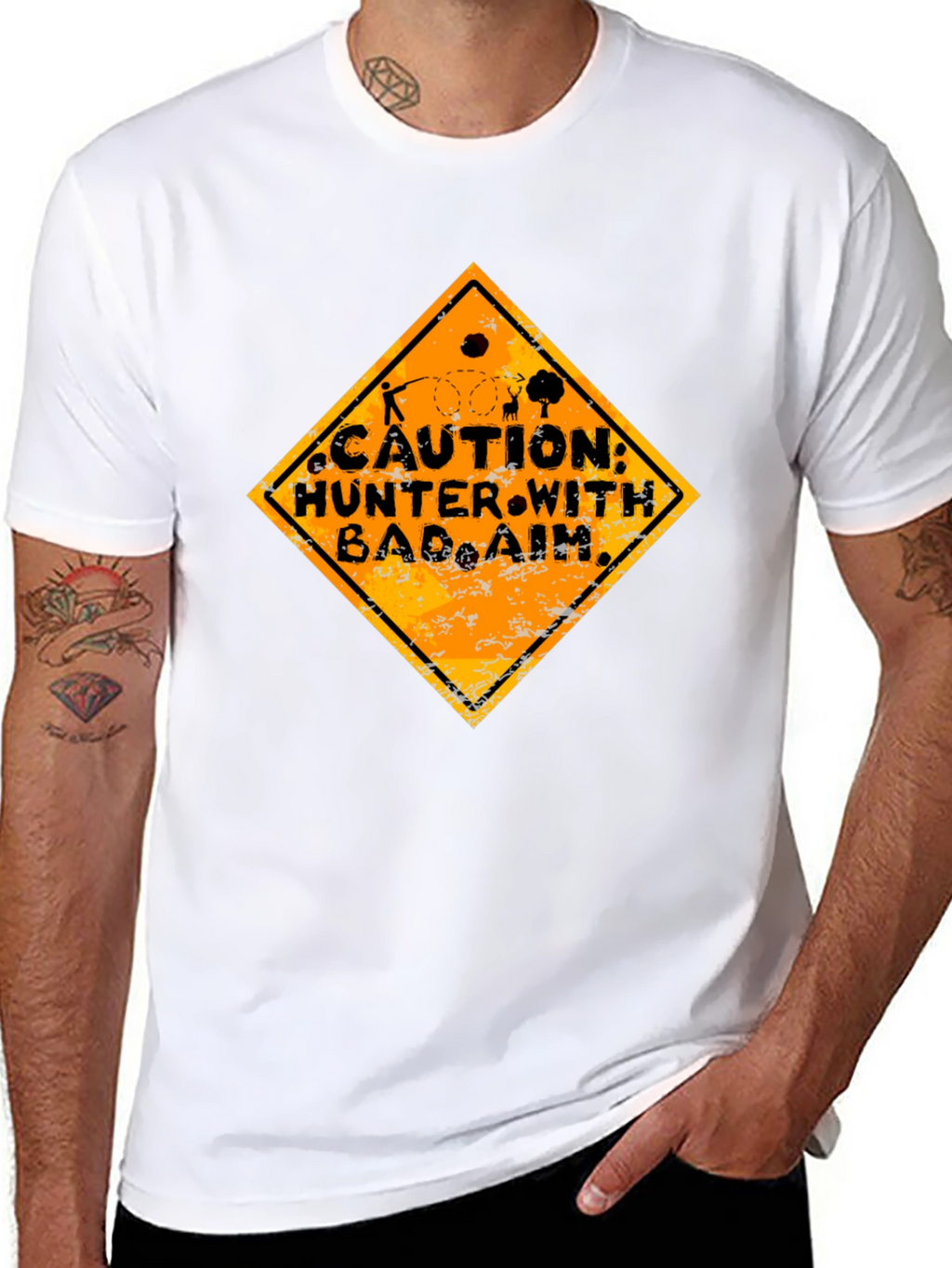 Caution Hunter with Bad Aim Graphic Tee