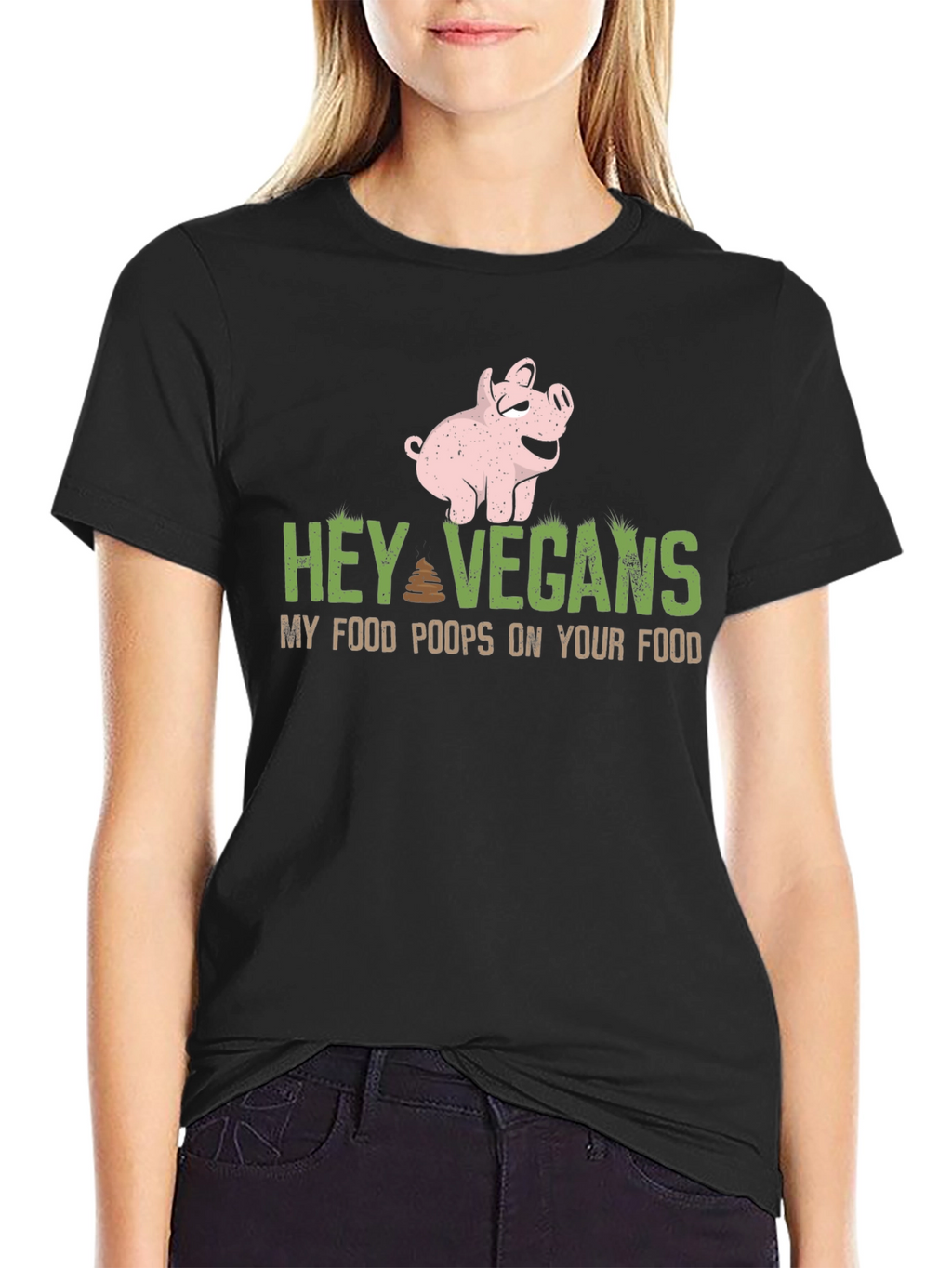 Hey Vegans Pig Graphic Tee - Funny Sarcastic Shirt