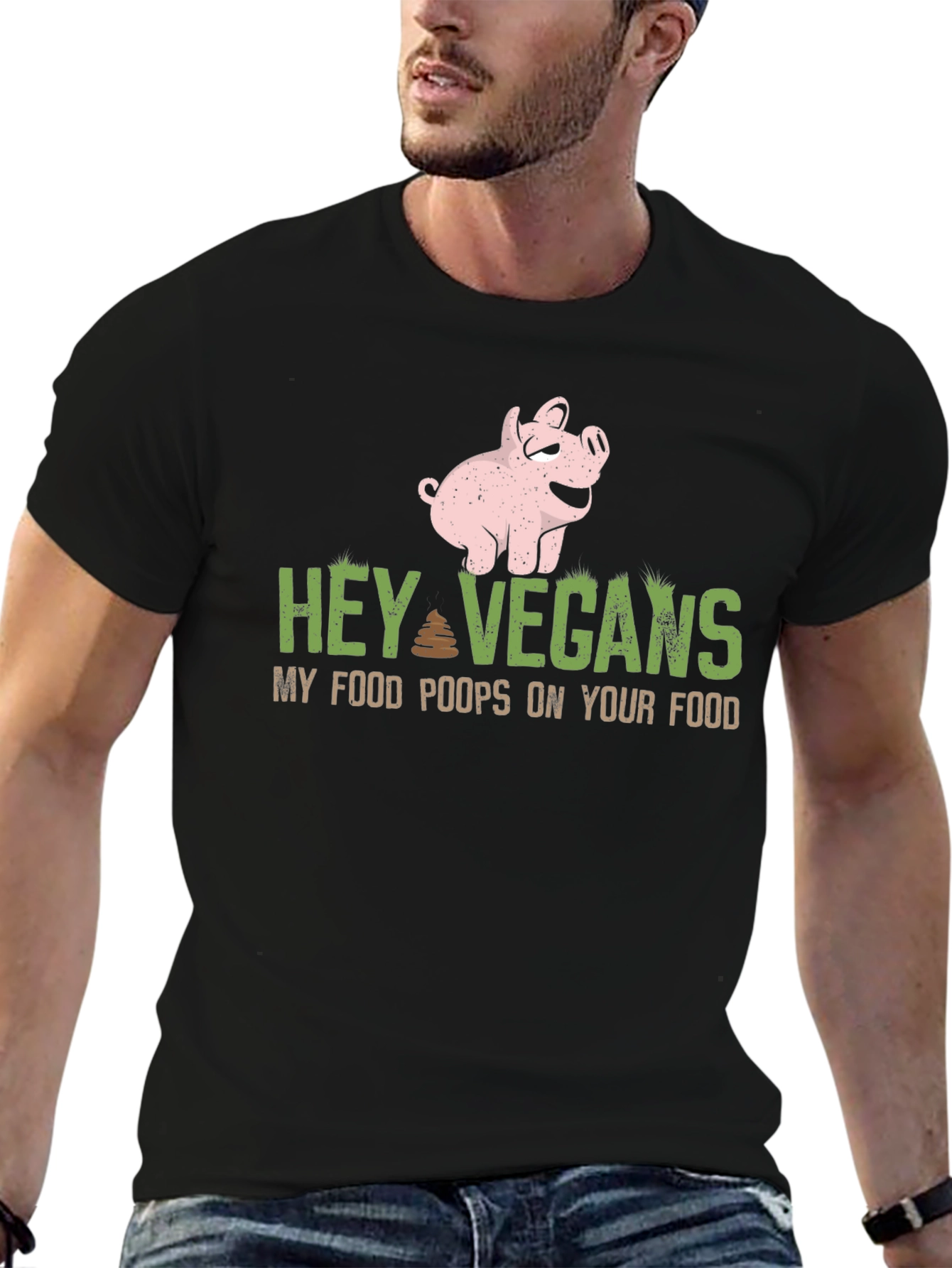 Hey Vegans Pig Graphic Tee - Funny Sarcastic Shirt