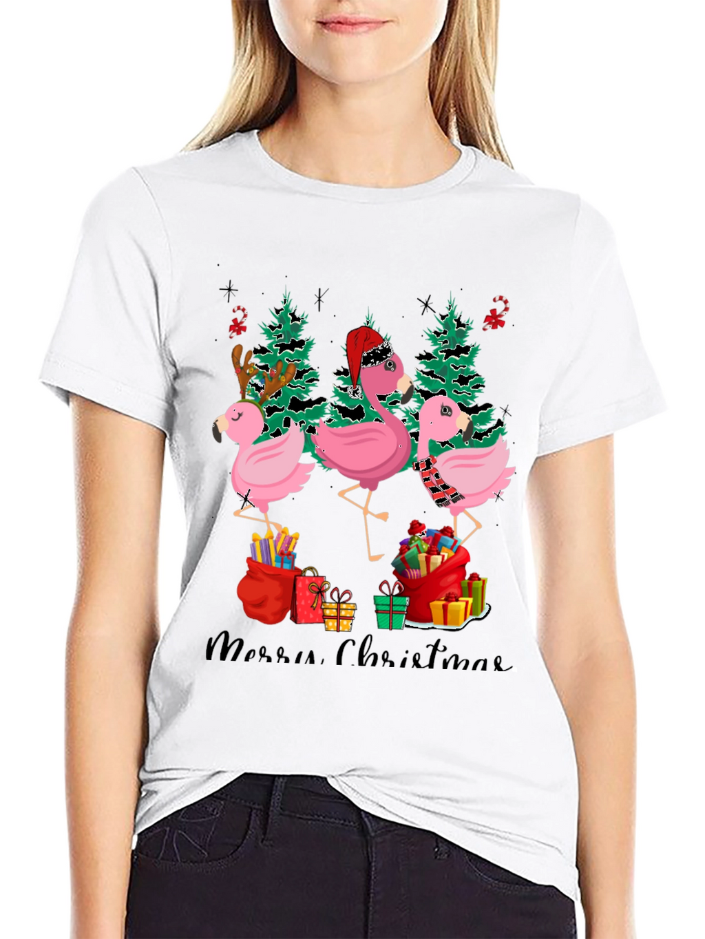 Festive Flamingo Christmas T-Shirt