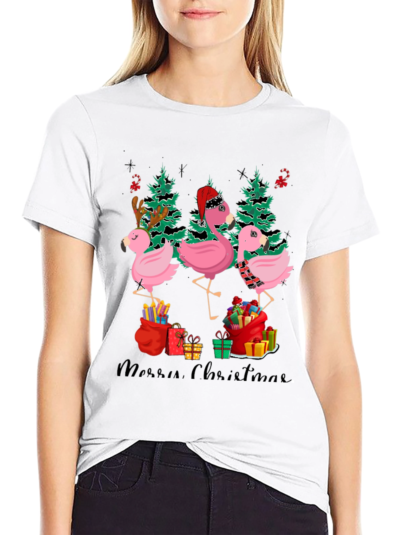 Festive Flamingo Christmas T-Shirt