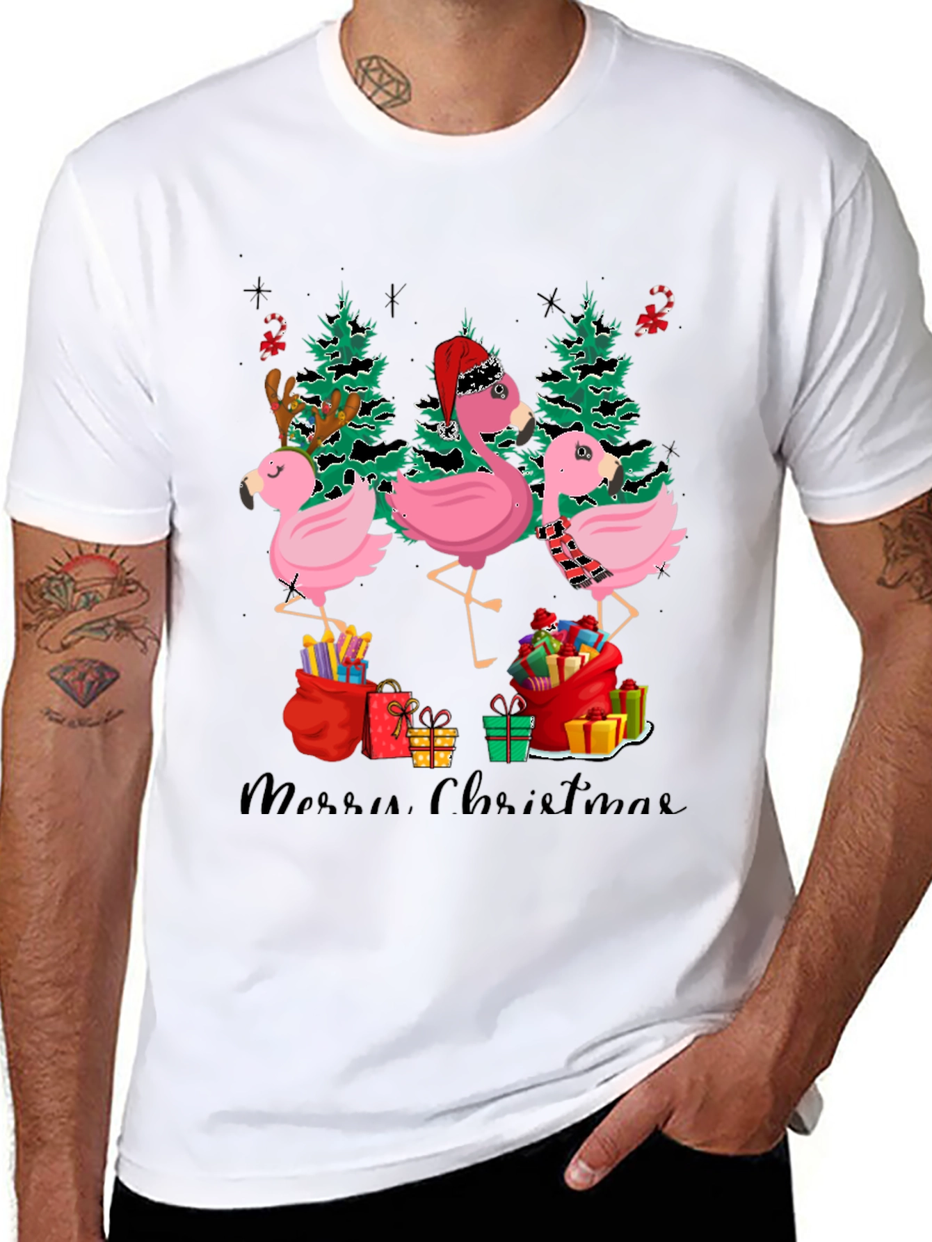 Festive Flamingo Christmas T-Shirt