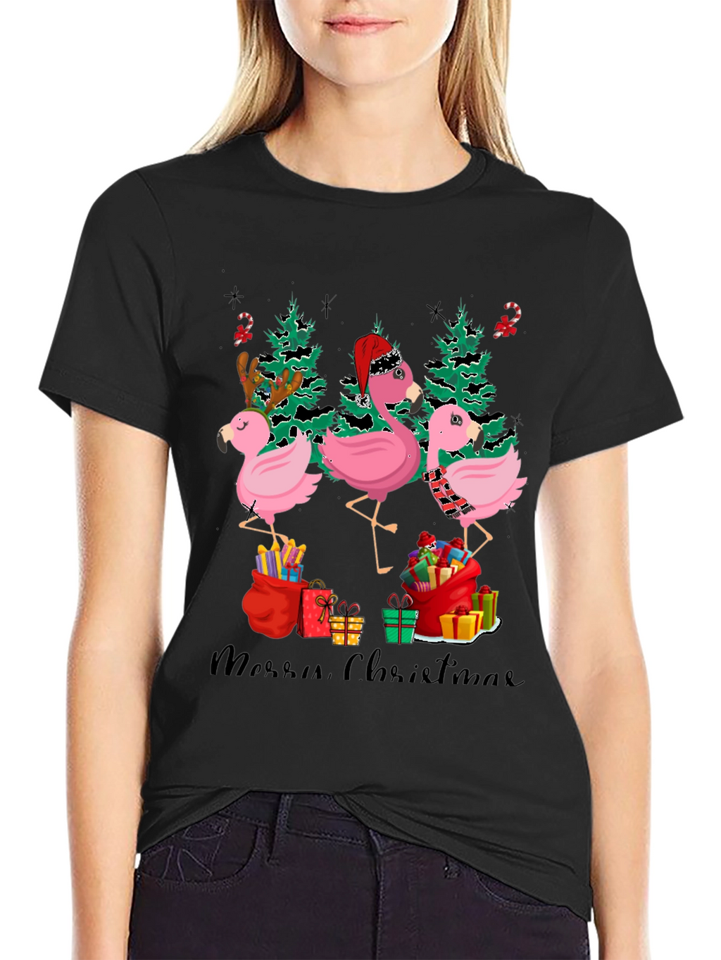 Festive Flamingo Christmas T-Shirt