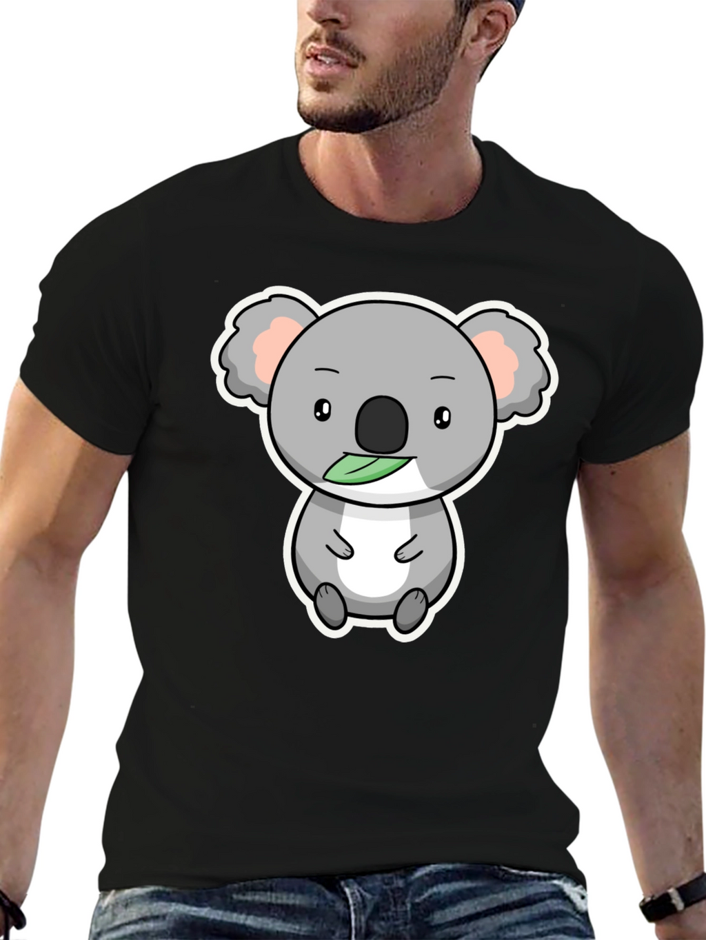 Cute Koala Bear Graphic T-Shirt - Black