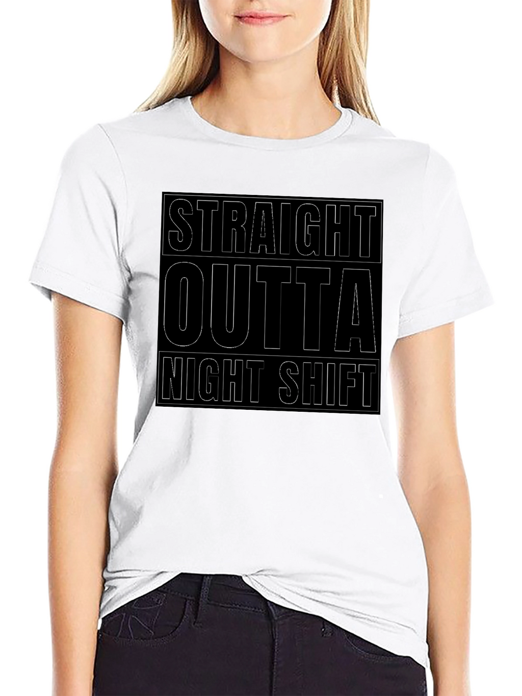 Straight Outta Night Shift Black Graphic Tee