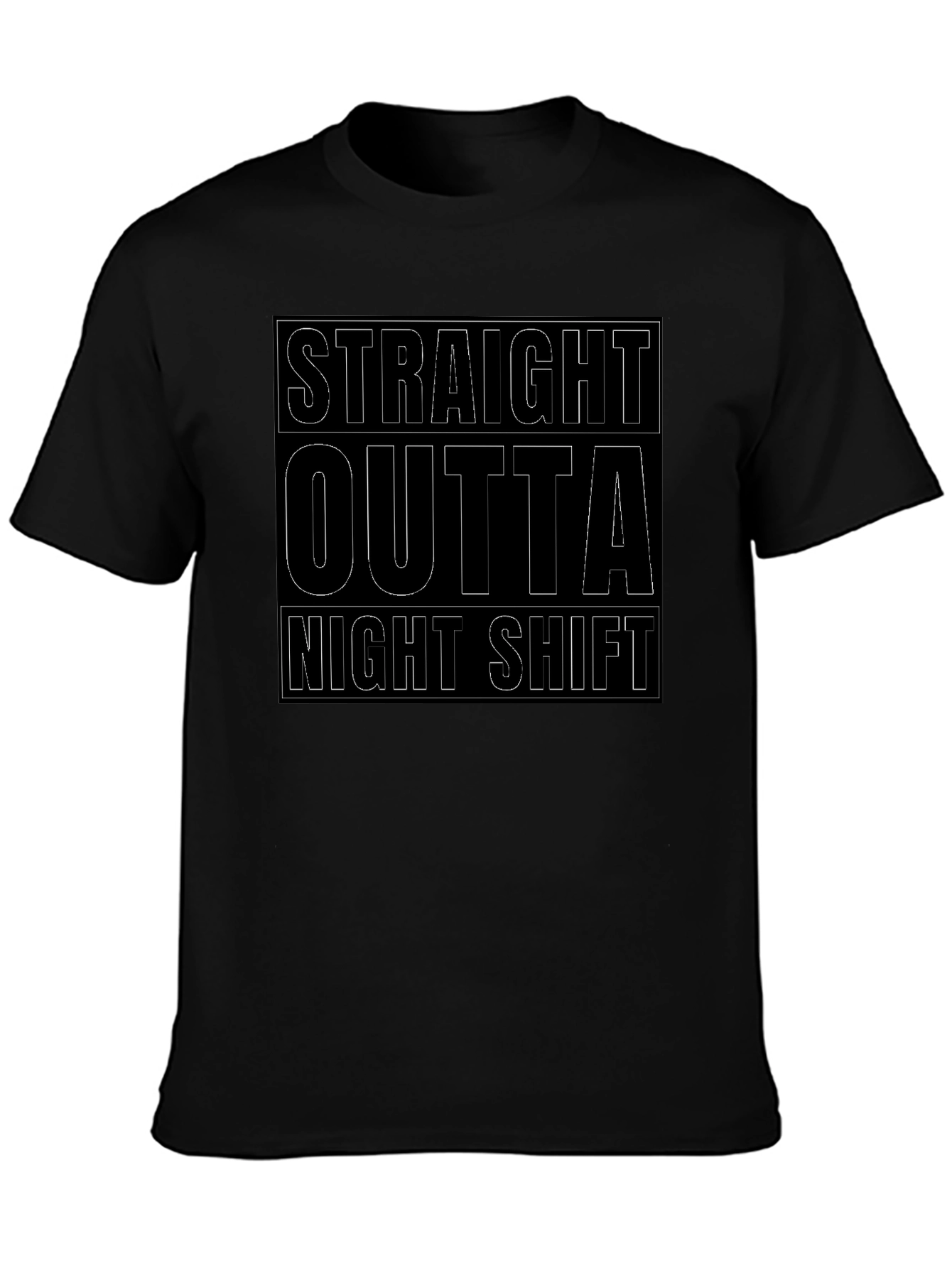 Straight Outta Night Shift Black Graphic Tee