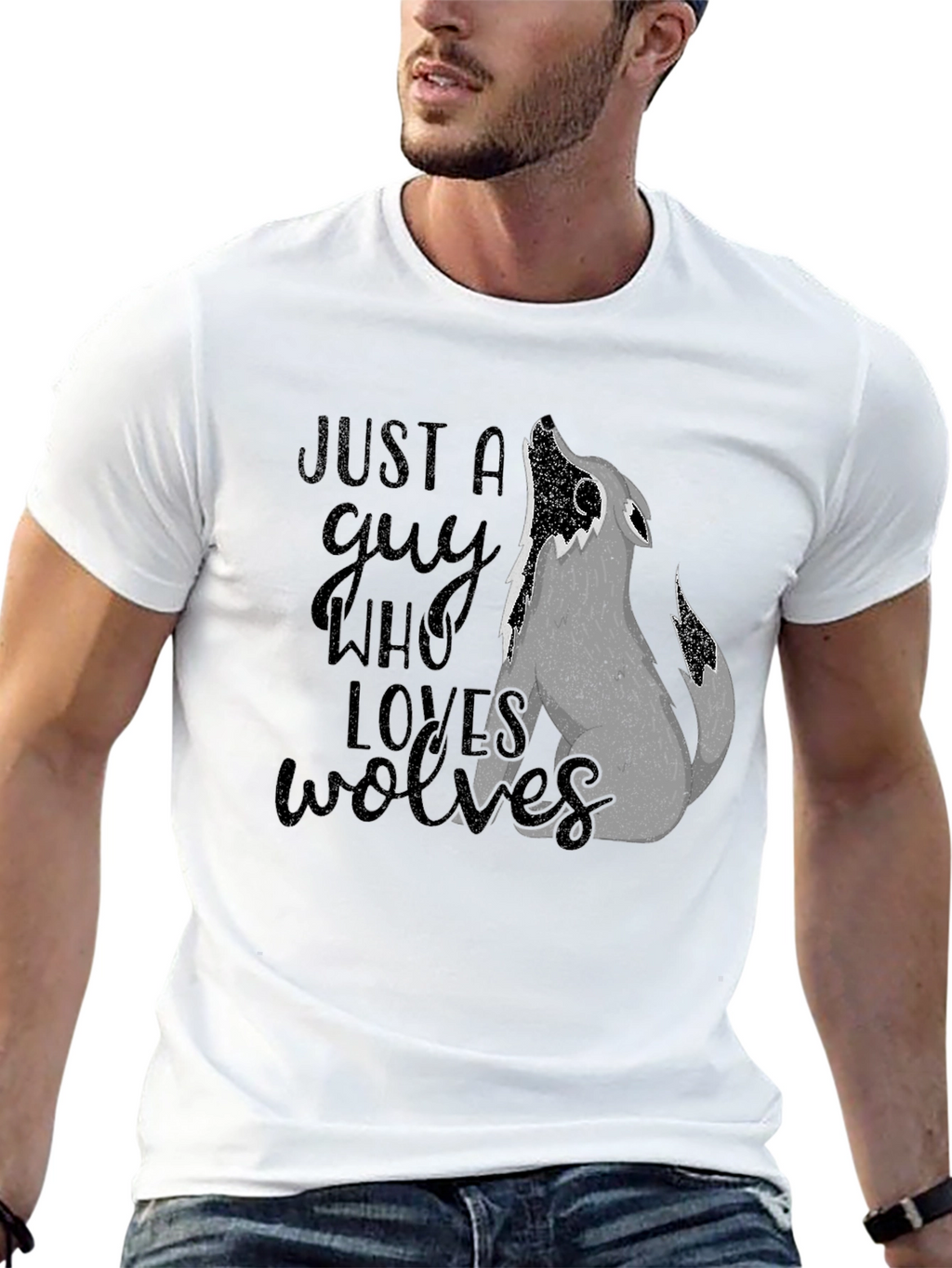 Just A Guy Who Loves Wolves T-Shirt