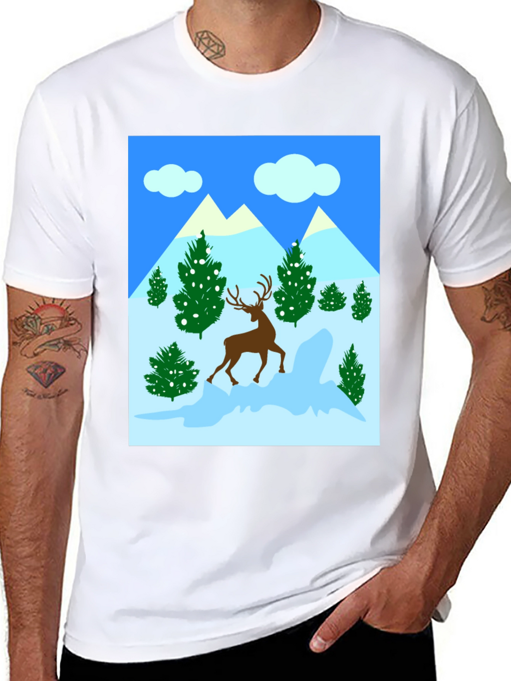 Winter Deer T-Shirt - Holiday Graphic Tee