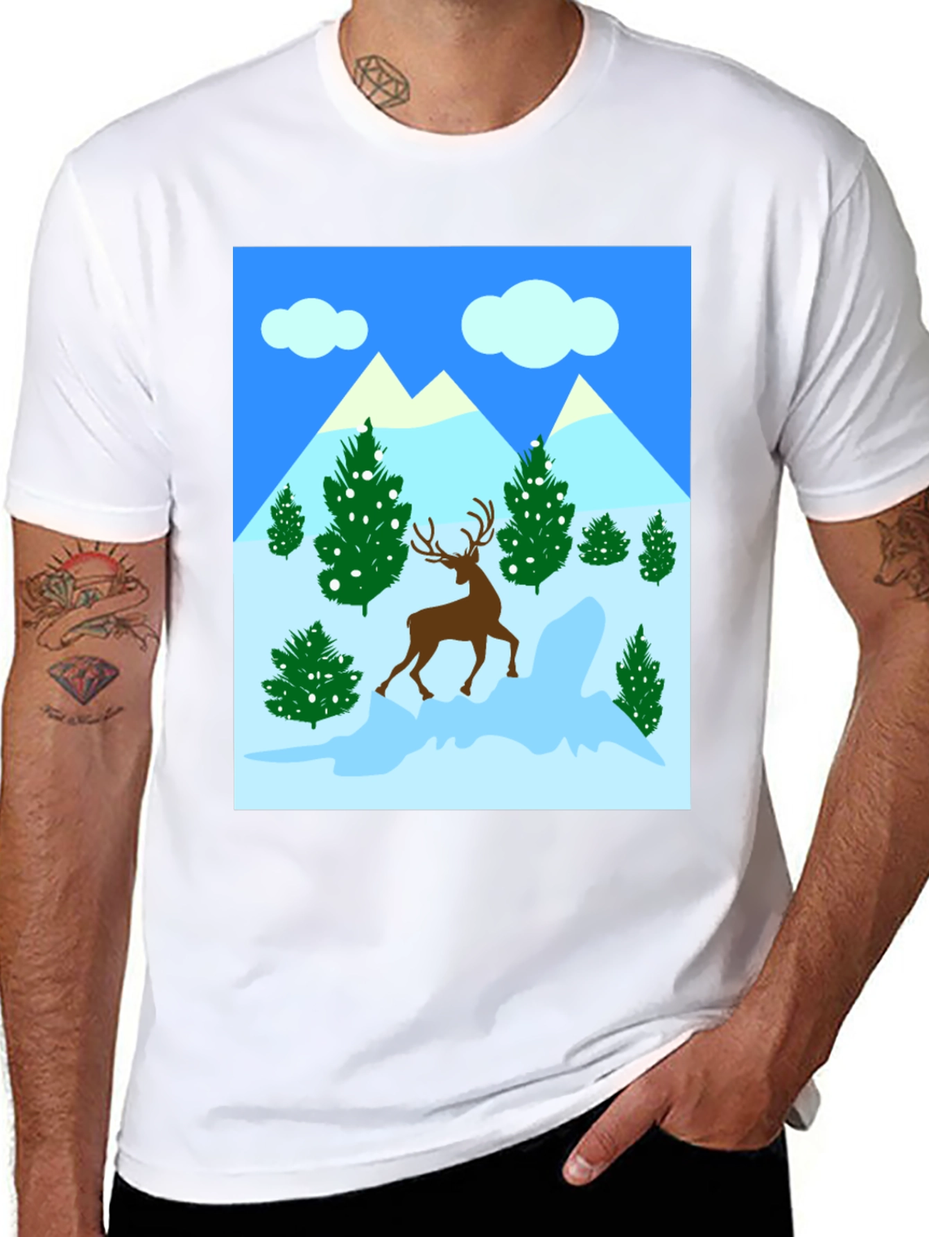 Winter Deer T-Shirt - Holiday Graphic Tee