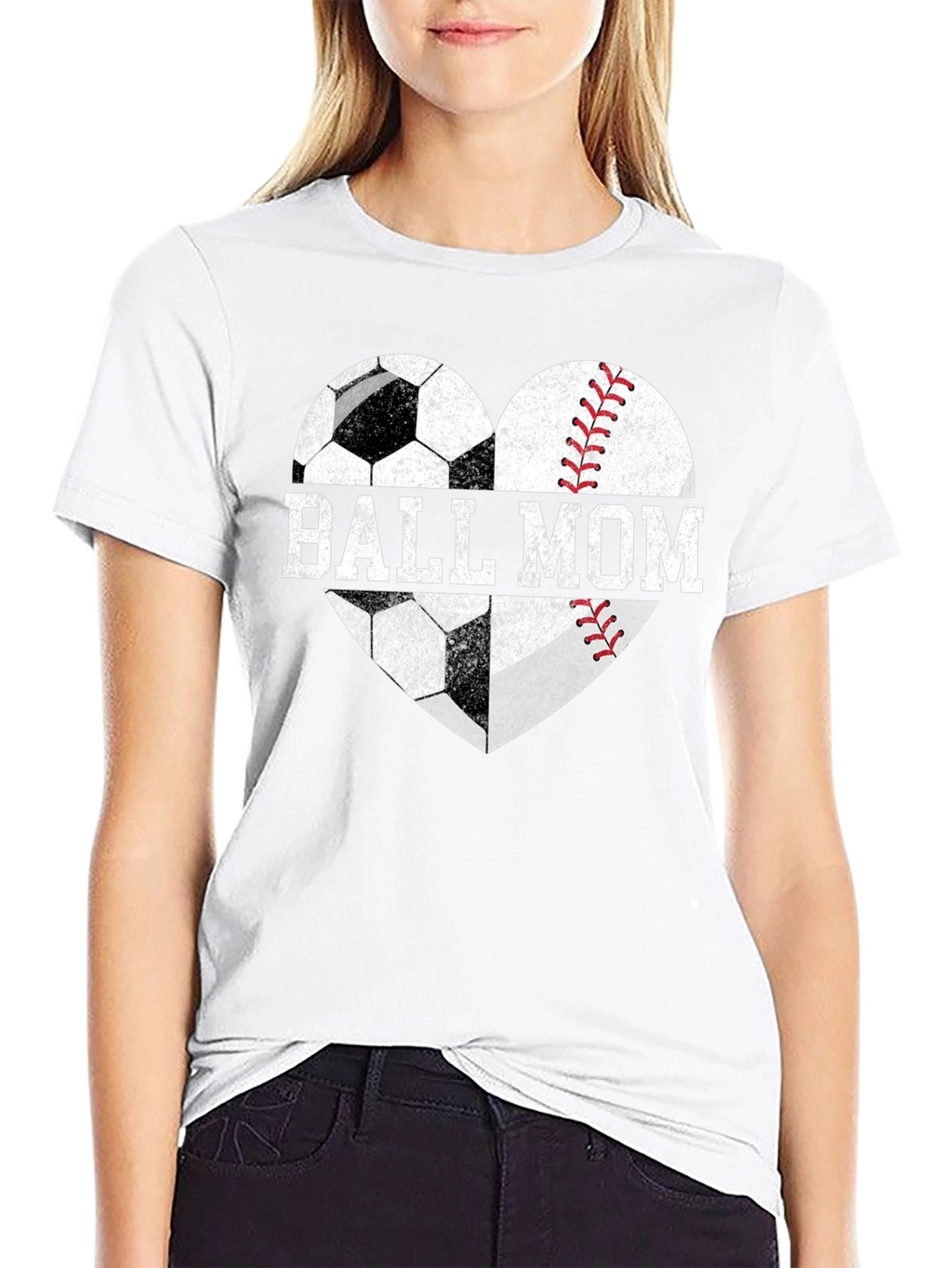 Ball Mom T-Shirt Soccer & Baseball Heart Tee