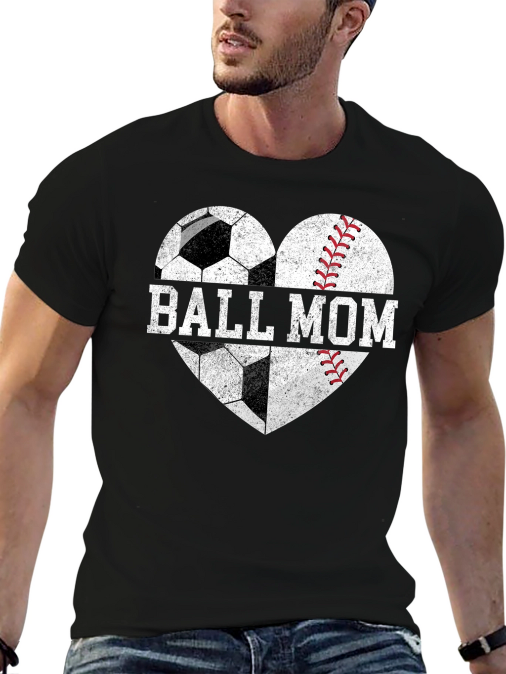 Ball Mom T-Shirt Soccer & Baseball Heart Tee