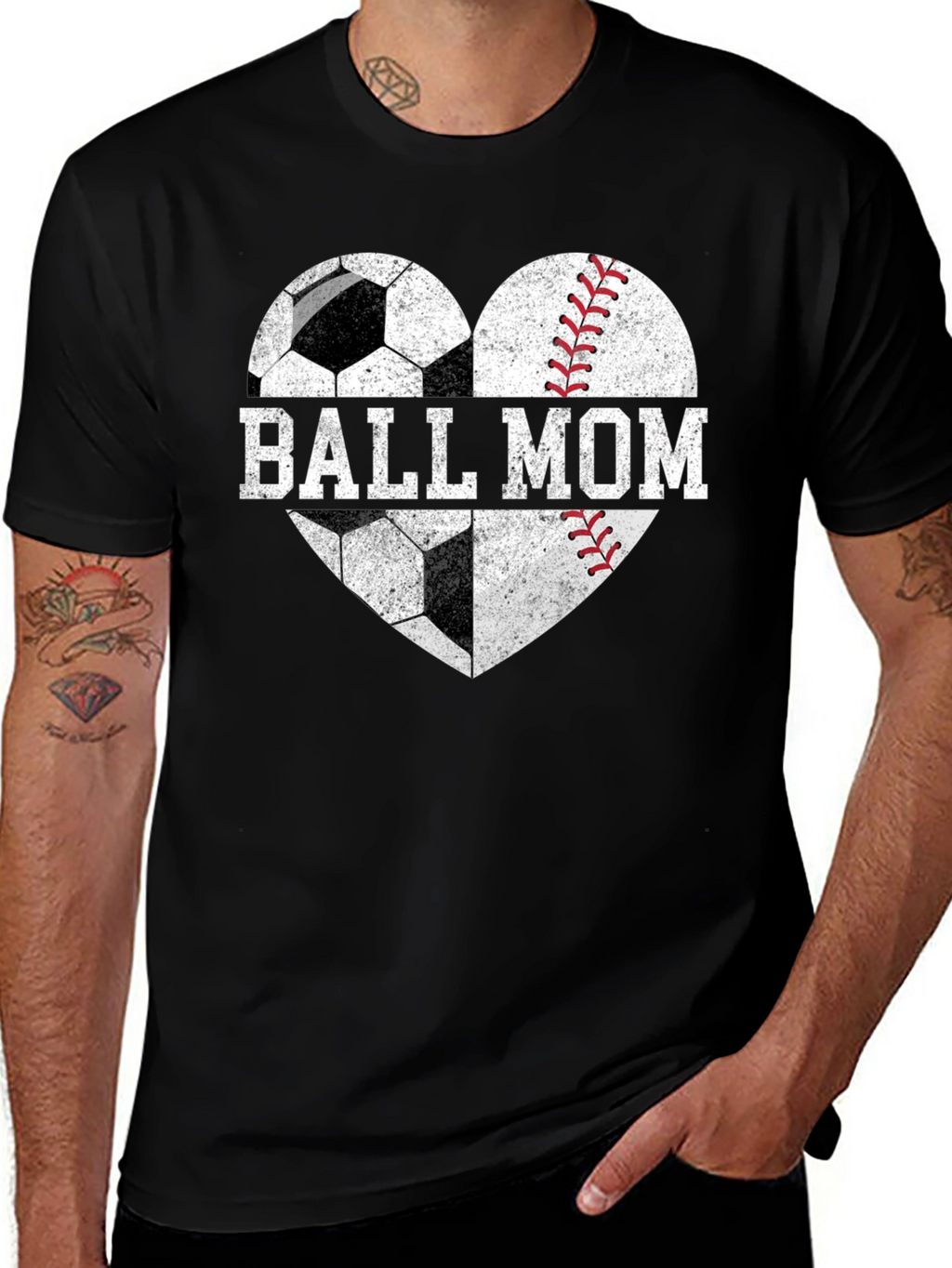 Ball Mom T-Shirt Soccer & Baseball Heart Tee