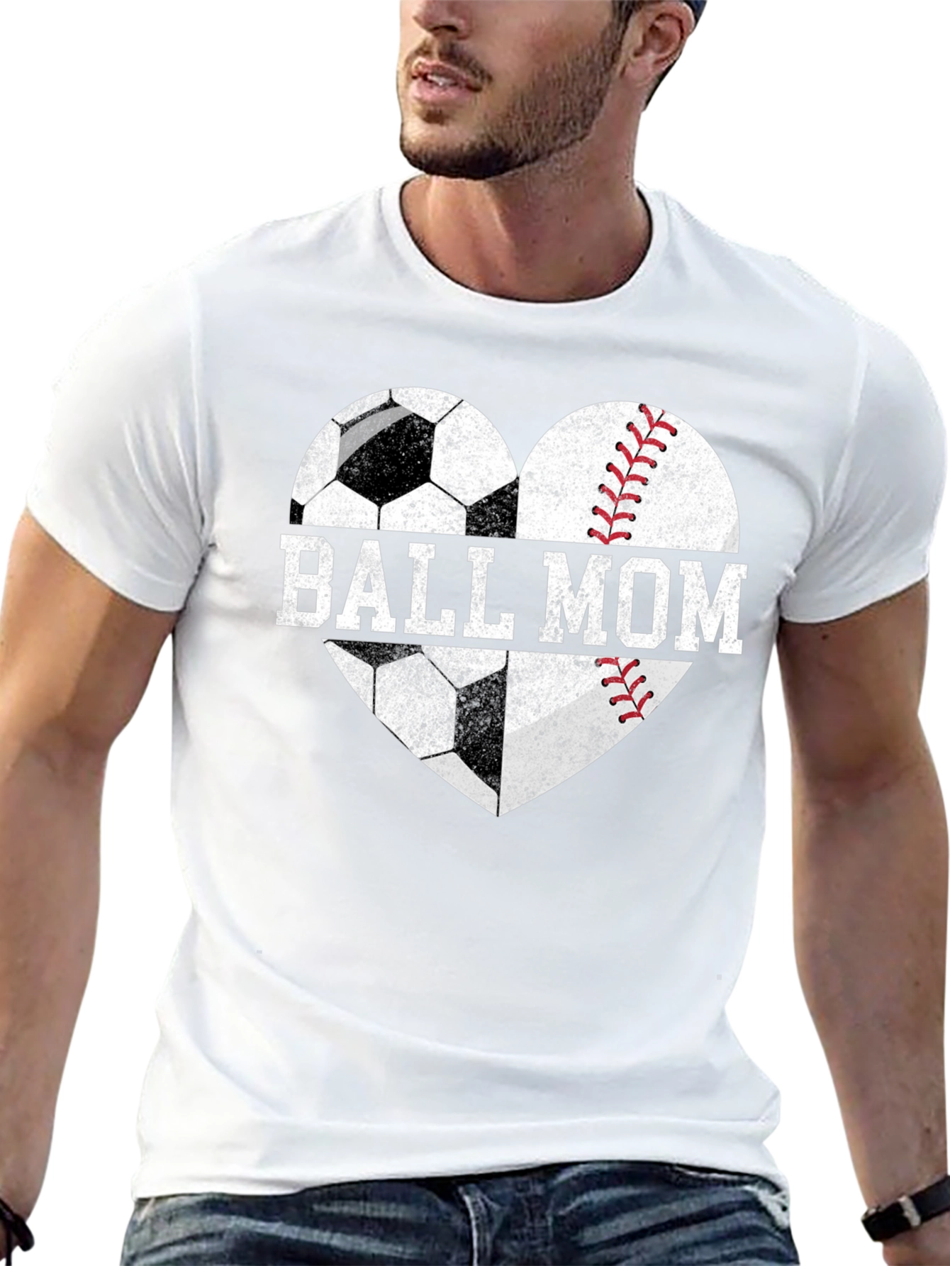 Ball Mom T-Shirt Soccer & Baseball Heart Tee