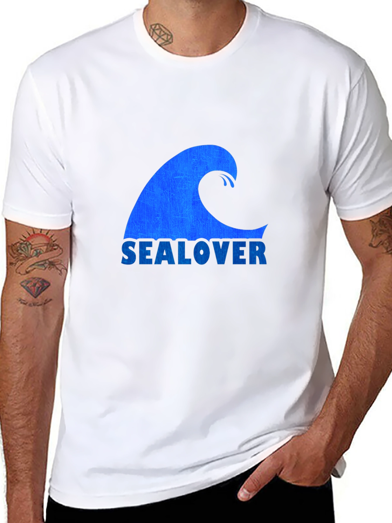 Sea Lover Wave Graphic Tee - Black Casual T-Shirt