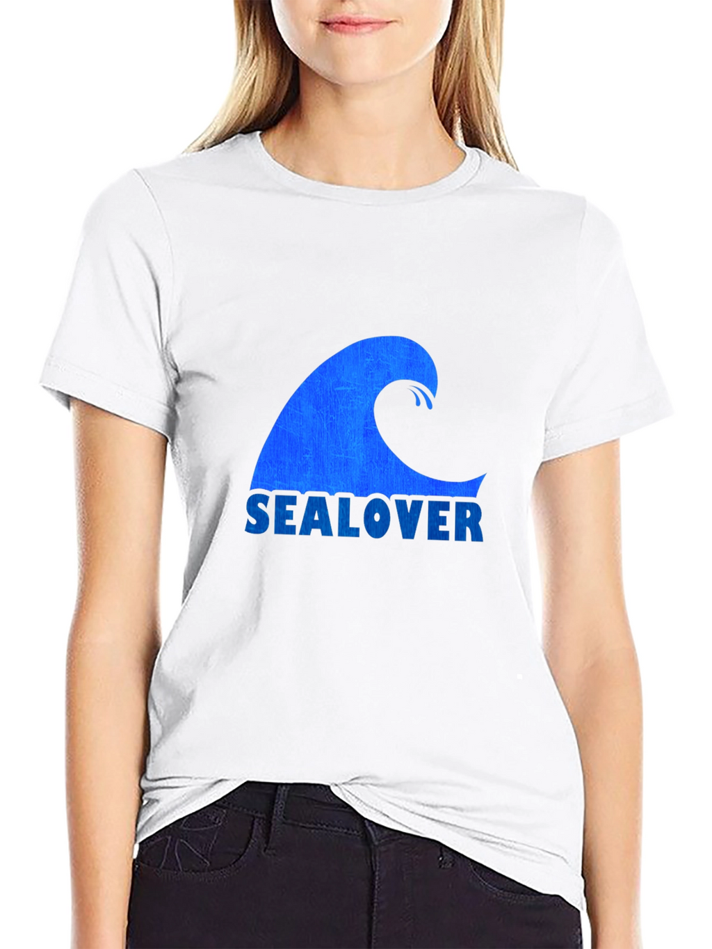 Sea Lover Wave Graphic Tee - Black Casual T-Shirt