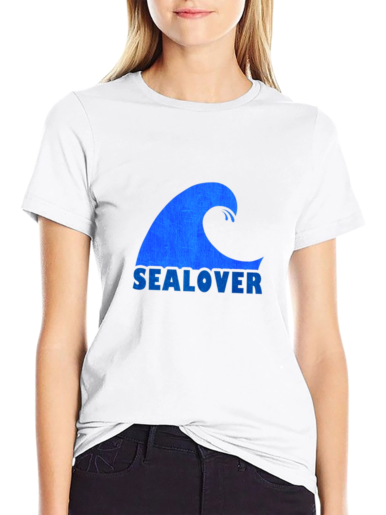 Sea Lover Wave Graphic Tee - Black Casual T-Shirt