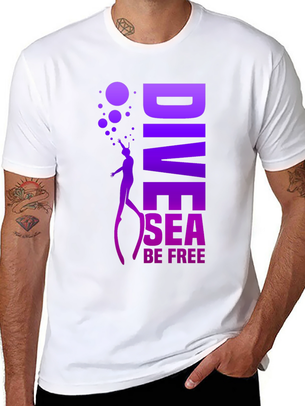 Dive Sea Be Free Graphic Tee - Black