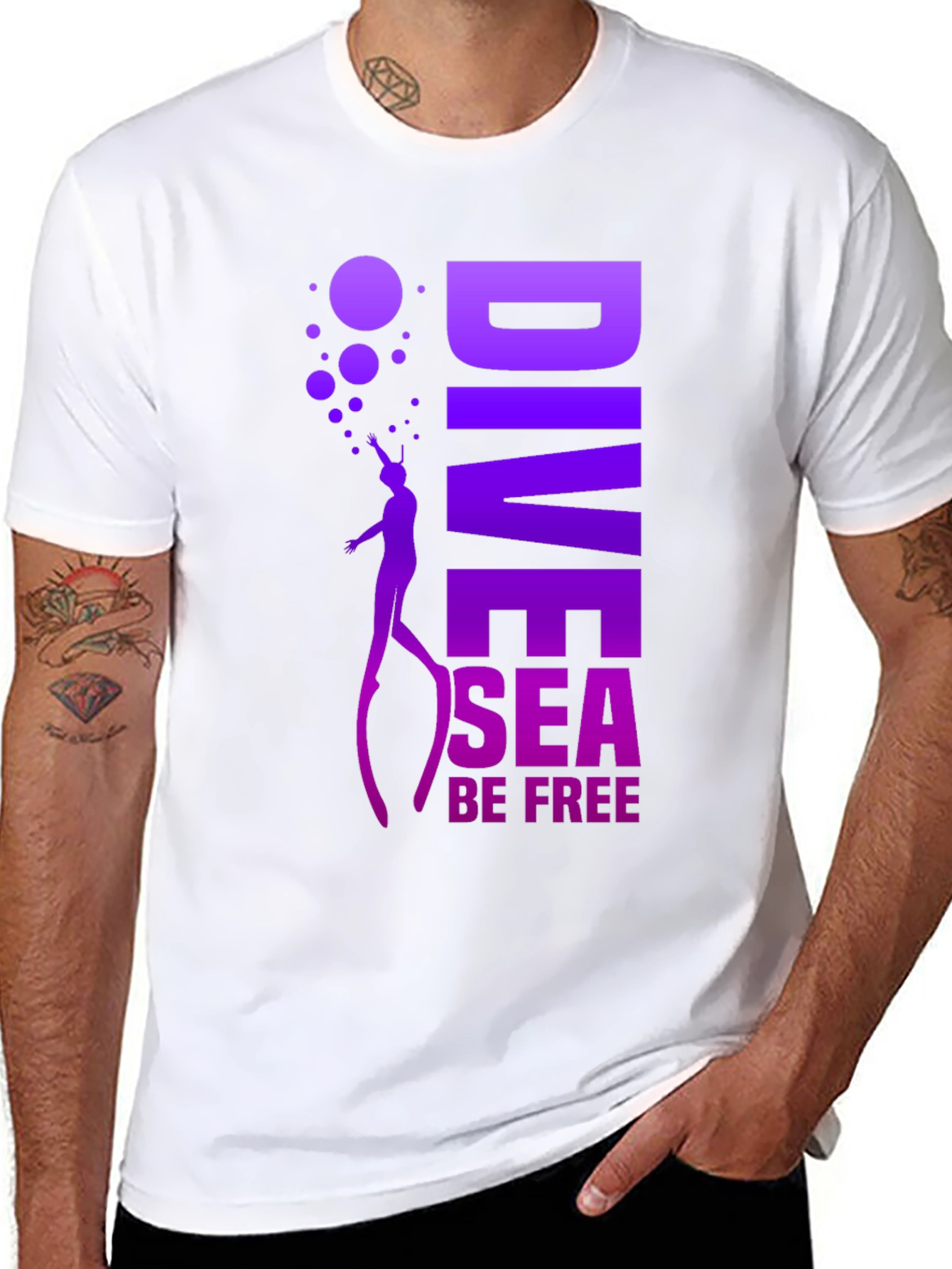 Dive Sea Be Free Graphic Tee - Black