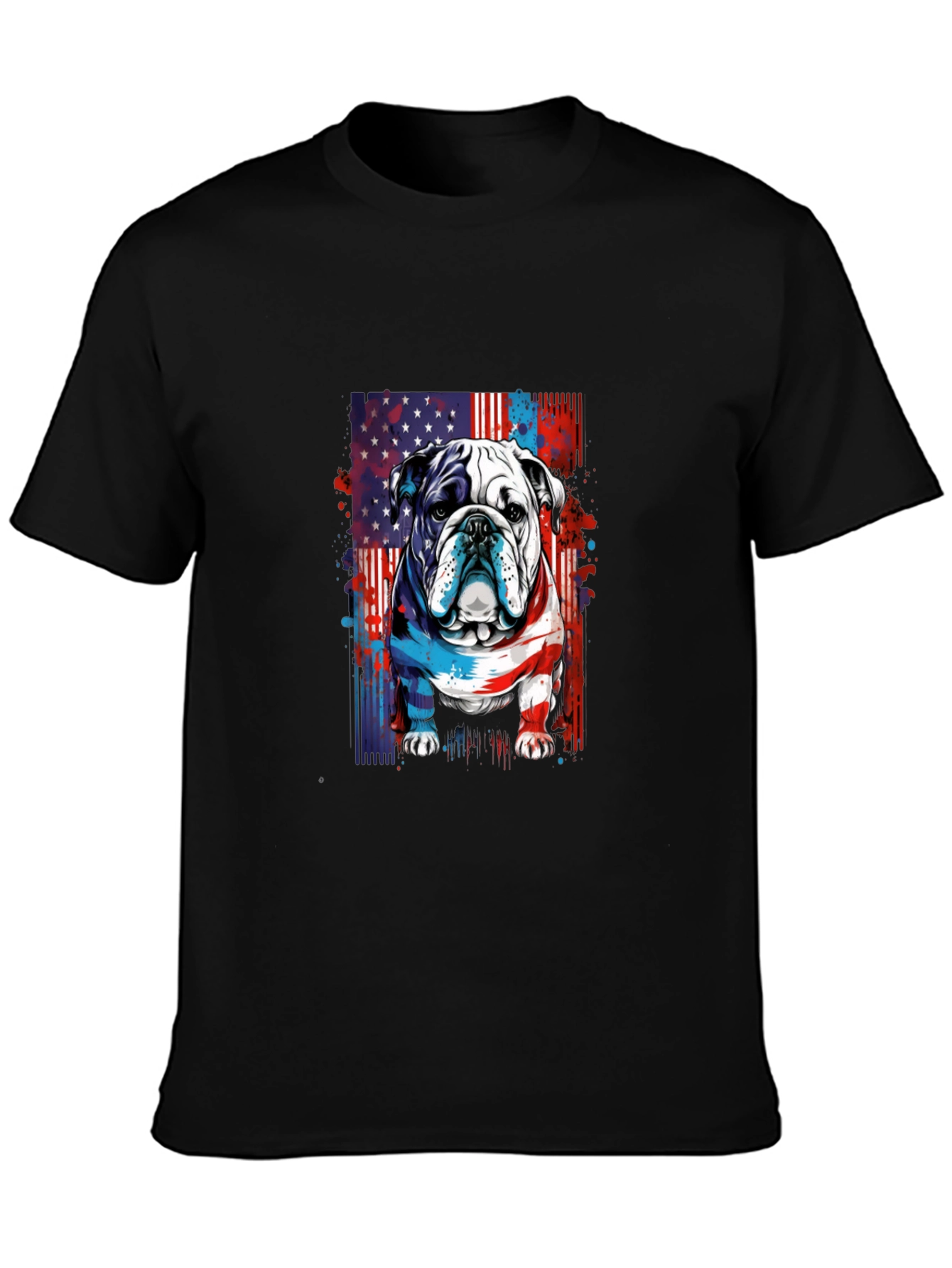 Patriotic Bulldog Graphic Tee - American Pride!