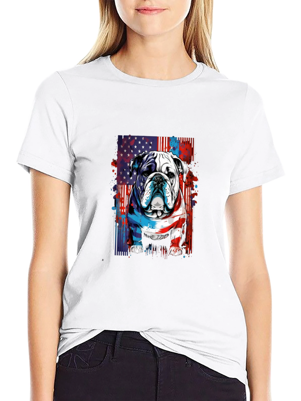 Patriotic Bulldog Graphic Tee - American Pride!
