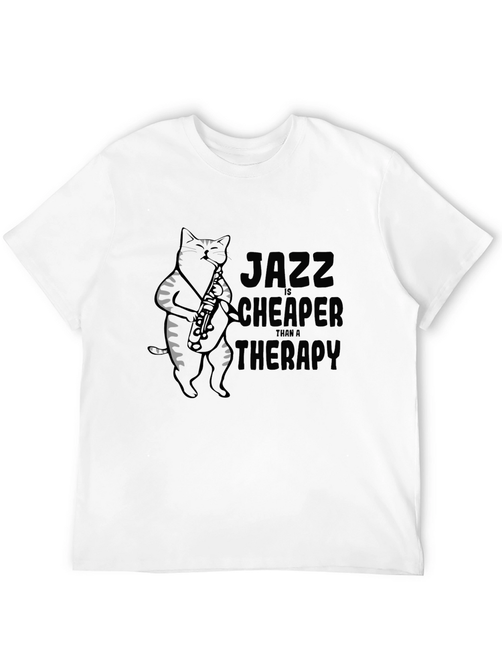 Jazz Cat Saxophone Black T-Shirt
