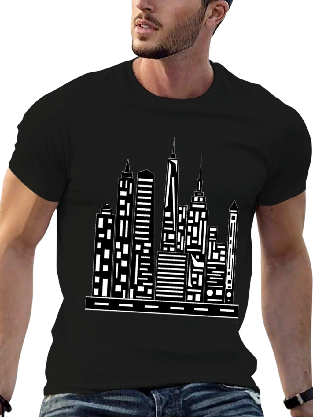 Cityscape Graphic Tee - Modern Black T-Shirt