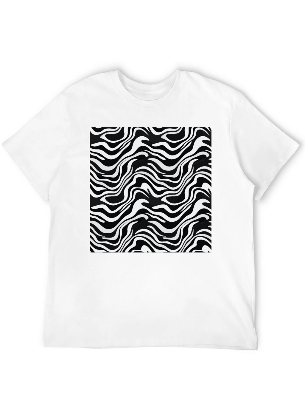 Abstract Wave Print Black T-Shirt