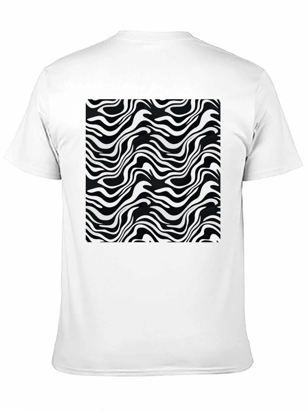 Abstract Wave Print Black T-Shirt